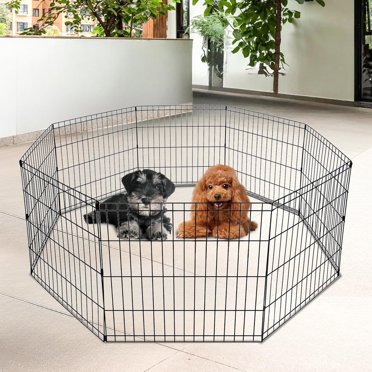 24 Inch Dog Pen 8 Panel Dog Playpen Indoor Outdoor Metal Puppy Pet Fence Portabl
