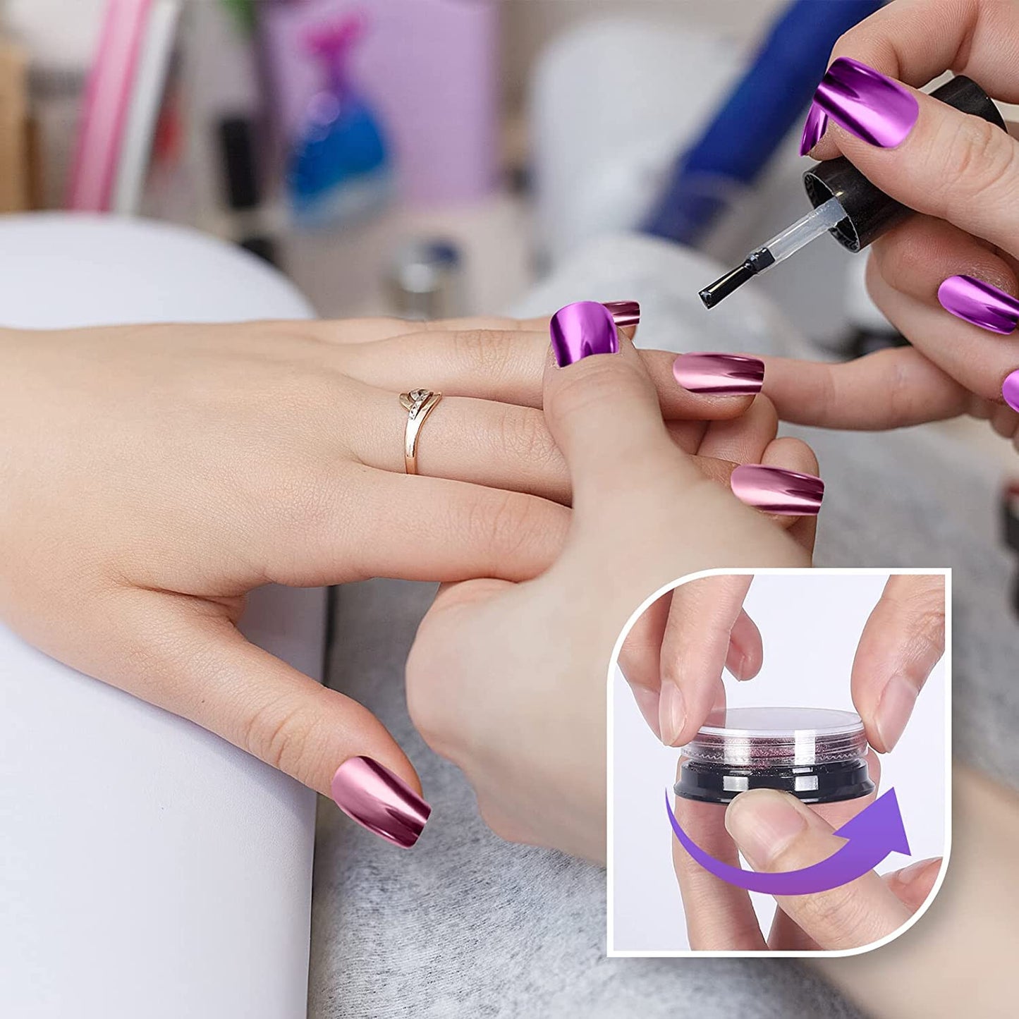 16 Jars Chrome Nail Powder Nail Art Fimo Striping Tape Lines Decoration Metallic