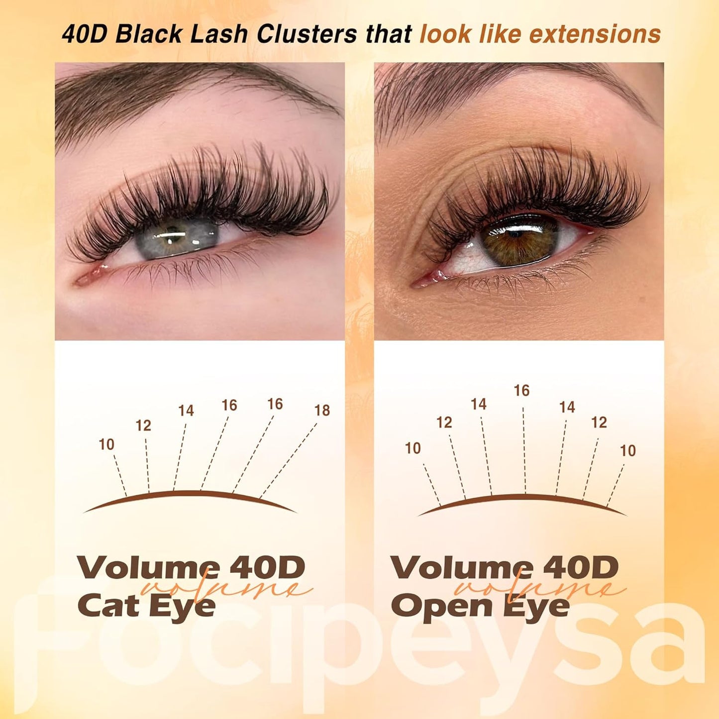 Thick Lash Extension Kit Full Volume Lash Clusters 40P Eyelash Extension Kit DIY
