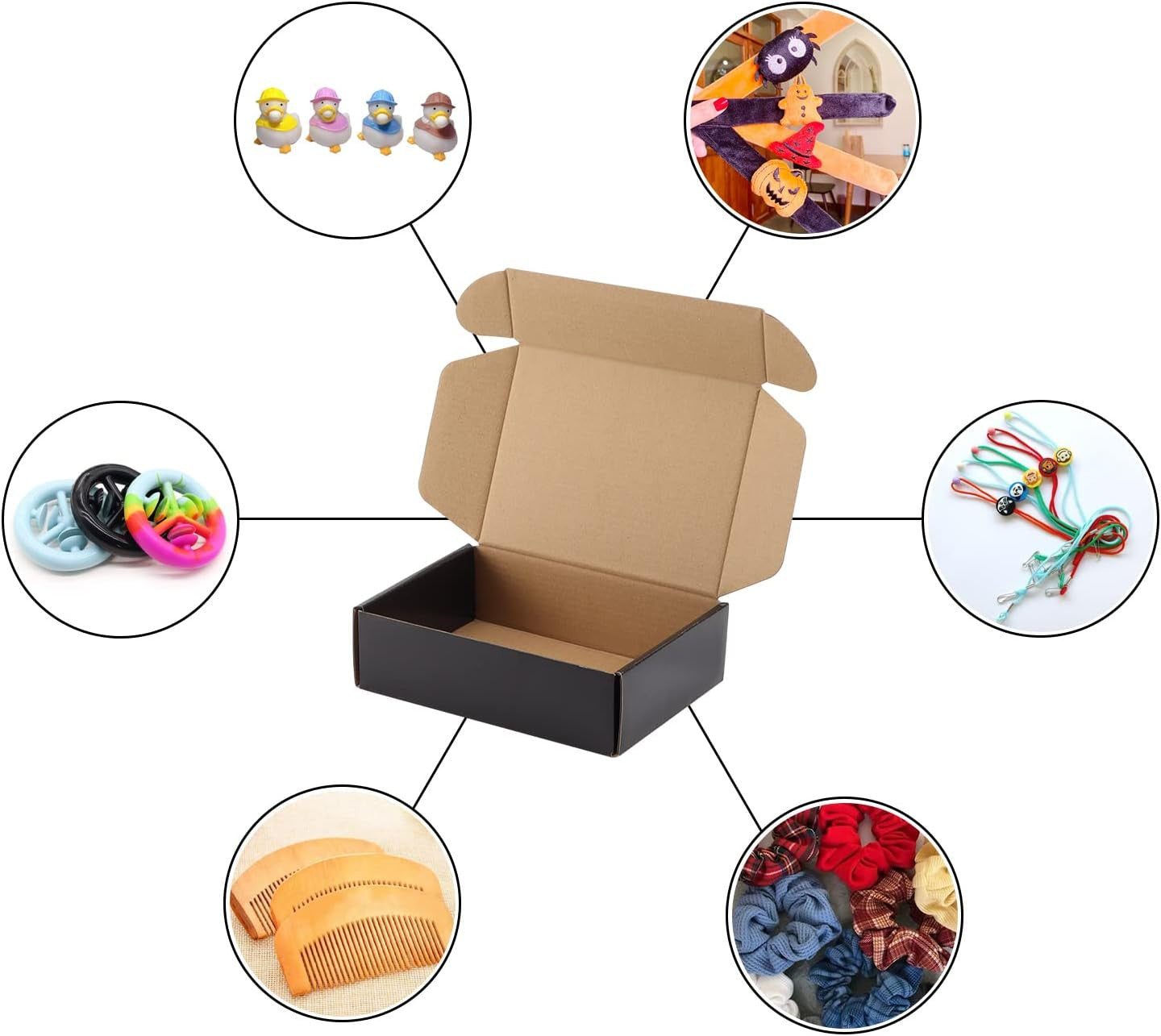 25 Pack 7X5X2 Shipping Boxes for Small Business, Black Packaging Cardboard Boxes