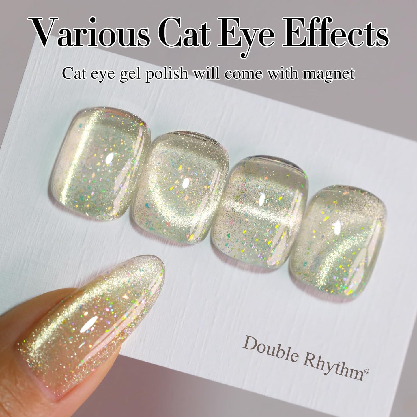 0.5 OZ Cat Eye Gel Polish with Magnet 15ML Holographic Glitter Shimmer Transluce