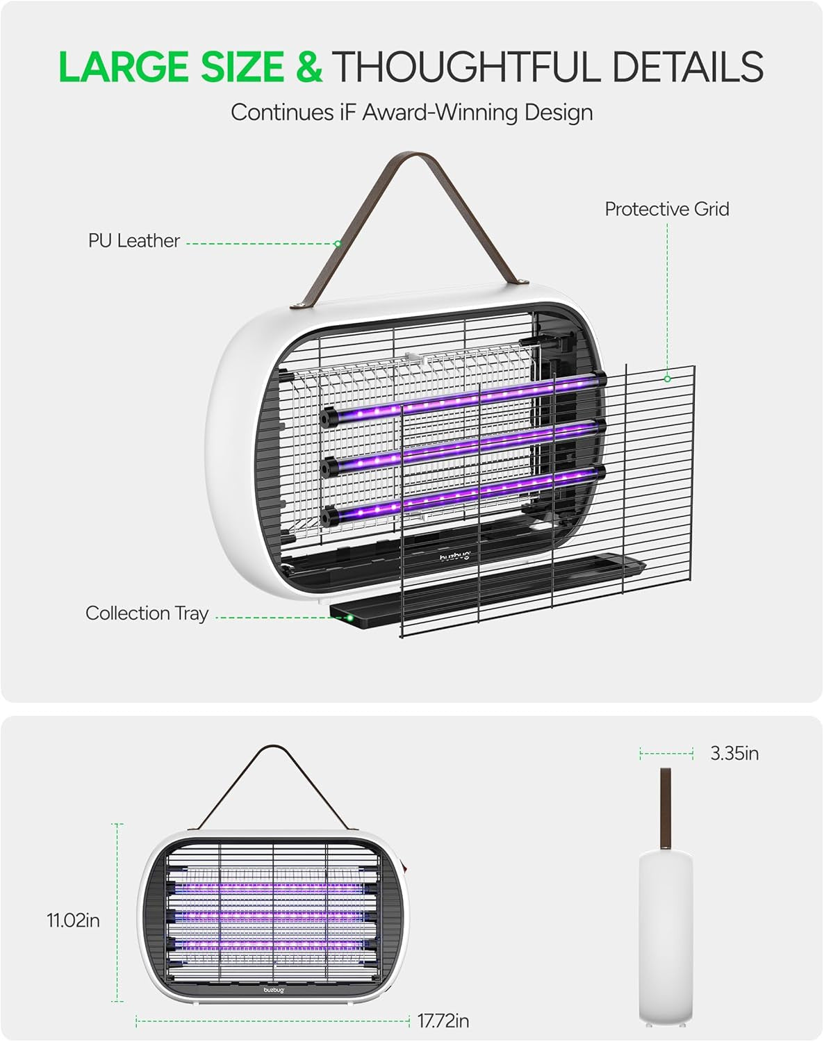 Upgraded LED Bug Zapper Indoor, 10 Years Lifespan 3 Lamps Sustainable Less Power