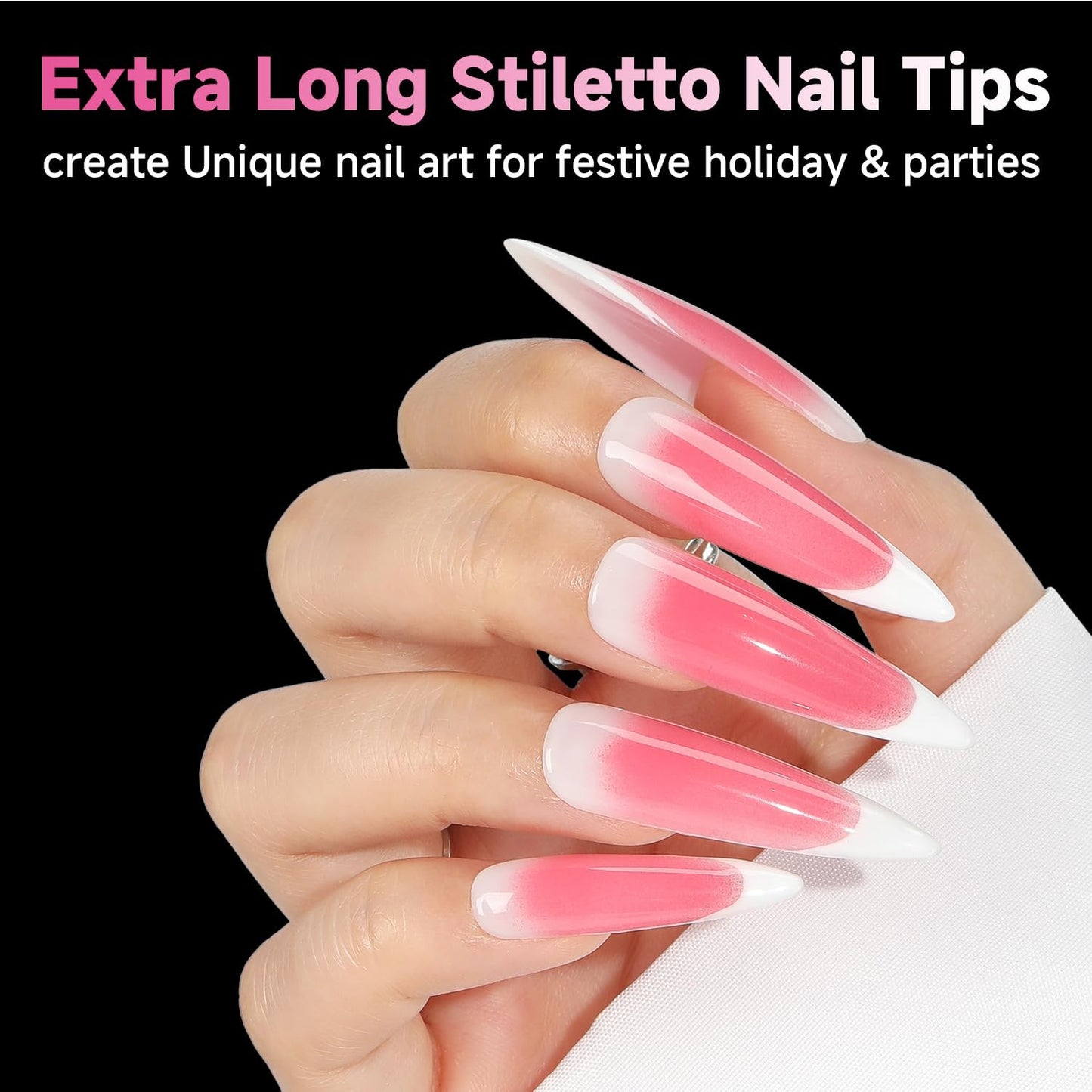 XXL Stiletto Nail Tips, 312Pcs Pre-Shape Extra Long Stiletto Nails Tips Half Mat