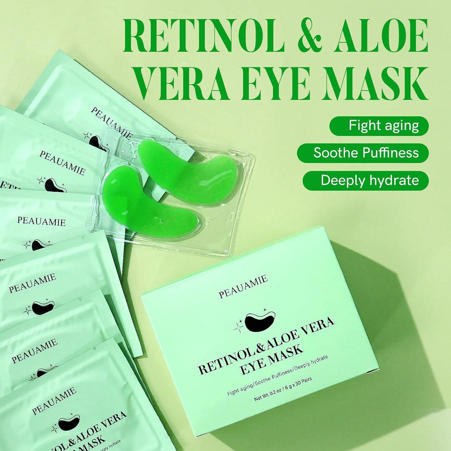 Under Eye Patches with Retinol and Aloe Vera Eye Mask for Dark Circles and Puffi