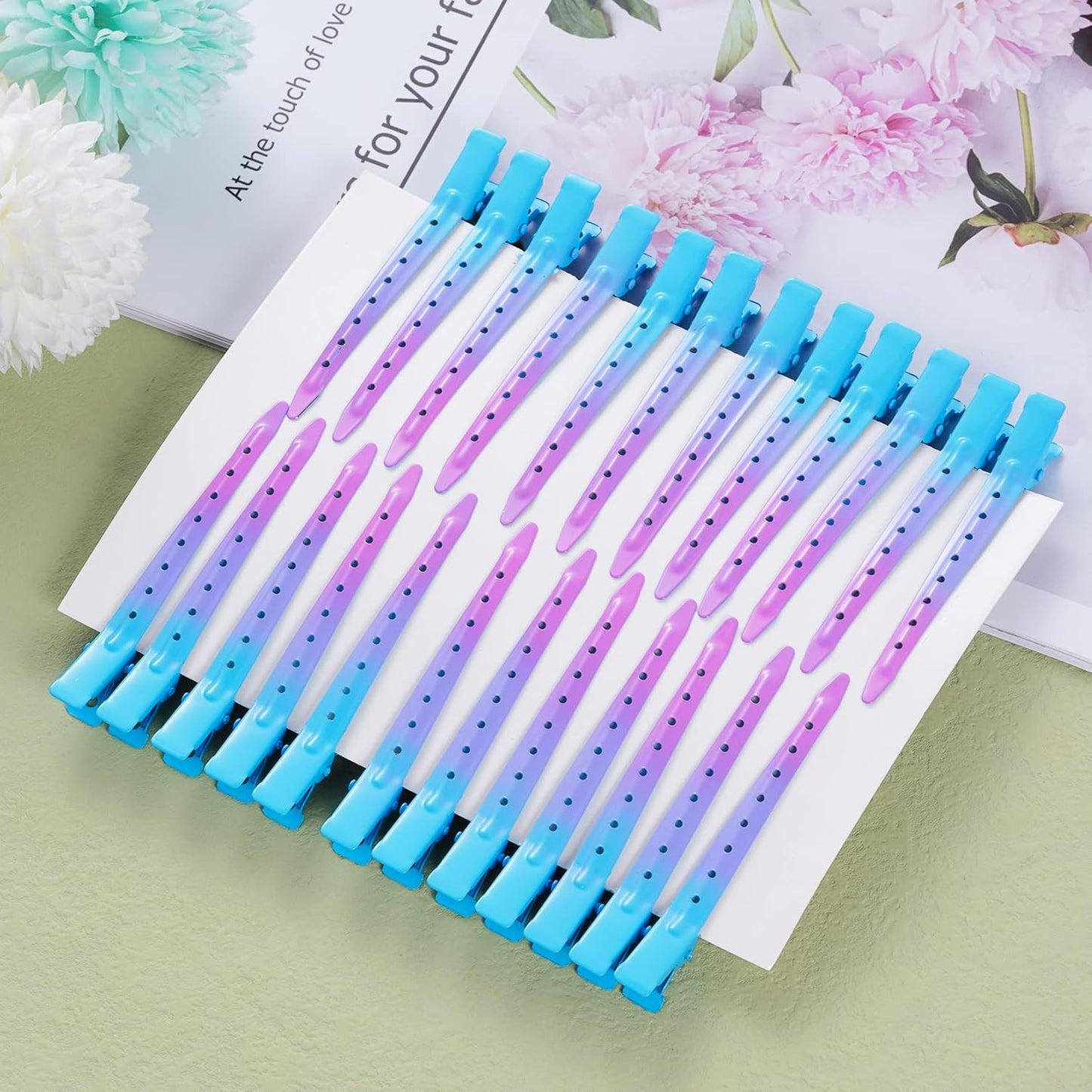 24 Packs Duck Bill Clips, 3.35 Inches Rustproof Metal Alligator Curl Clips with