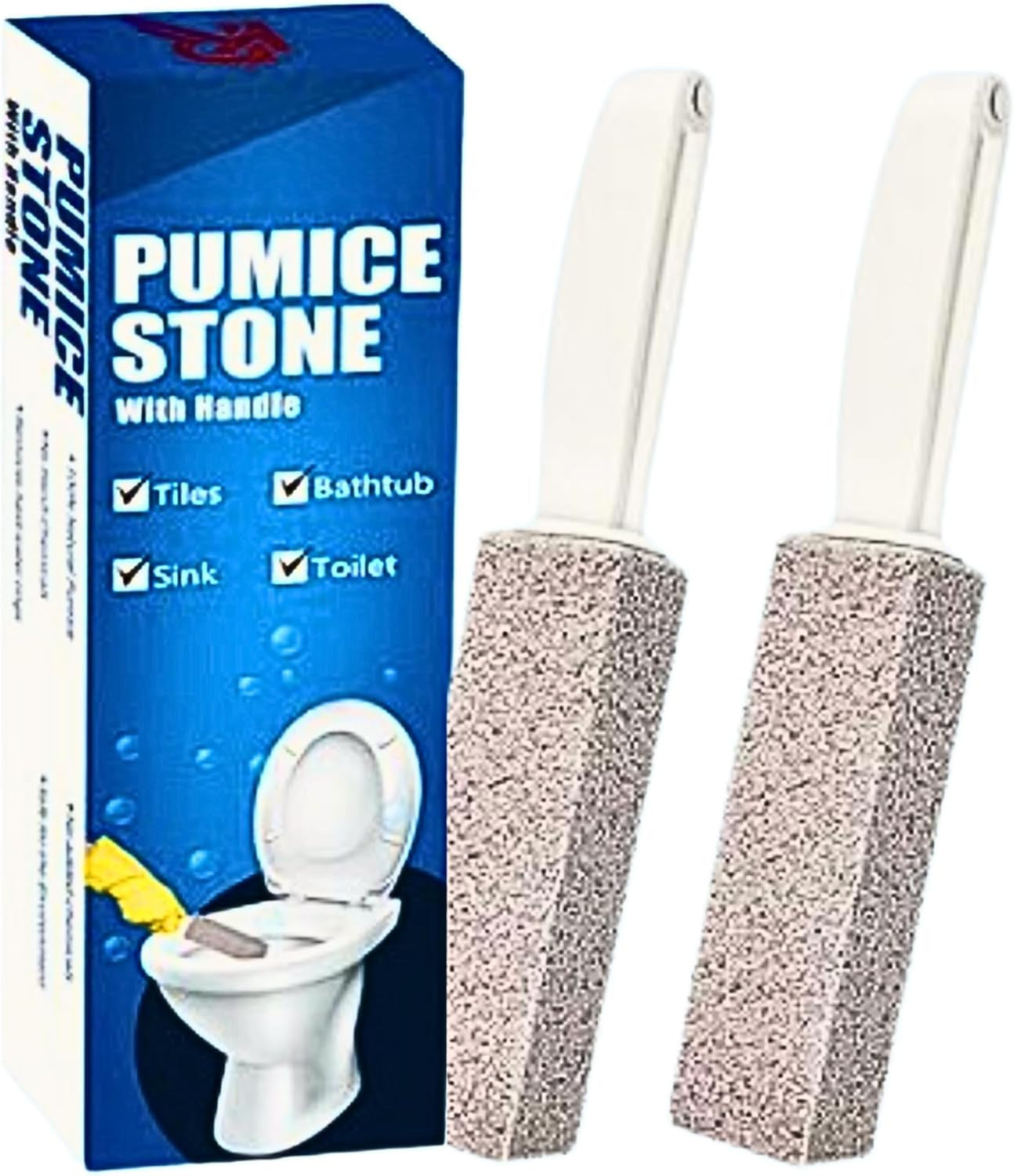 2 Pack Ring King Pumice Stone Toilet Bowl Cleaner with Handle, Hard Water Build