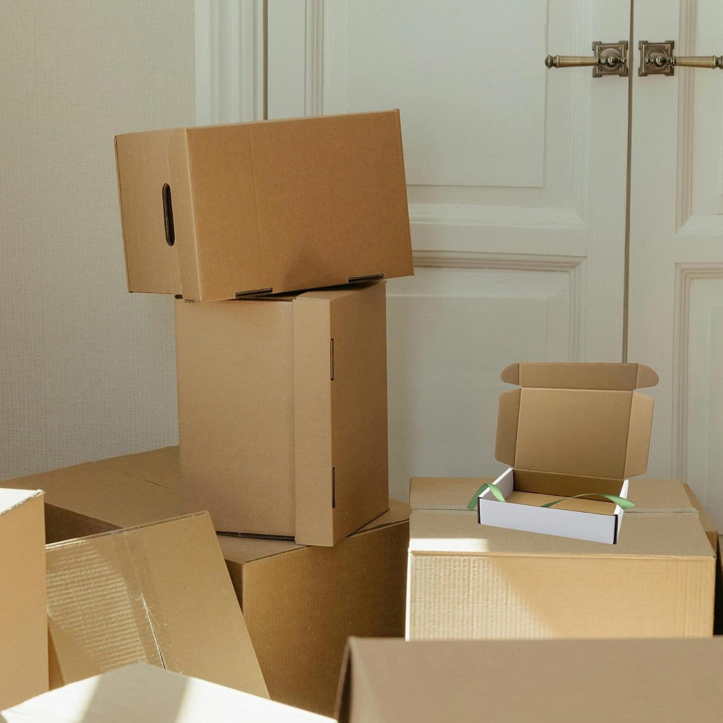 7X5X1.5 Inch White Shipping Boxes 50 Pack, Small Corrugated Cardboard Mailer Box