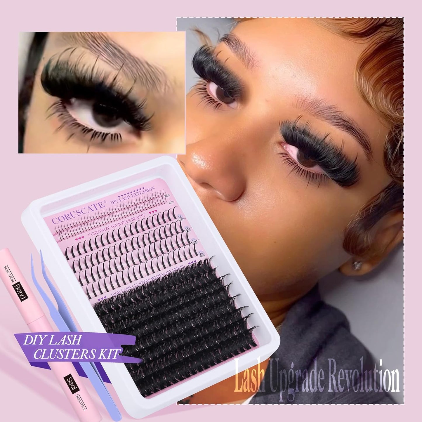 100D Lash Clusters Kit with Bottom Lashes Spikes DIY Lash Extension Kit Thick Cl