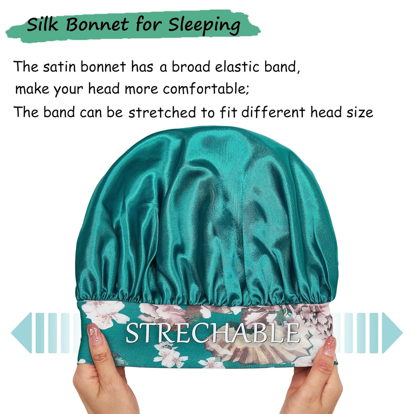 3 Pack Satin Bonnet Silk Hair Bonnet for Sleeping, Sleep Bonnets for Women Large