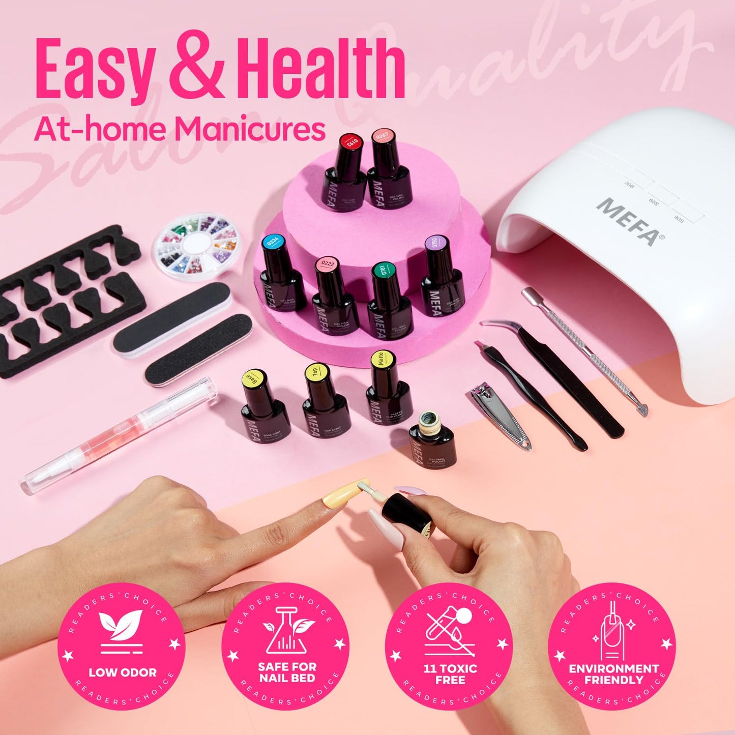 34 Pcs Gel Nail Polish Kit with U V Light 48W, 20 Colors All Seasons Collection