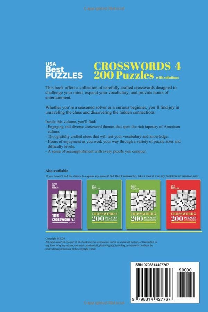 USA Best Crosswords 4: 200 Puzzles Easy to Hard for Adults with Solutions