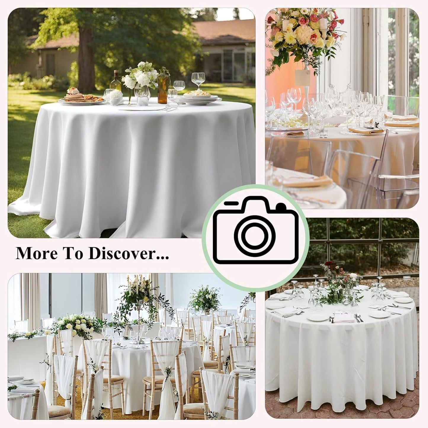 8 Pack White round Table Cloth 120 Inch Tablecloths Linens for round Tablecloth