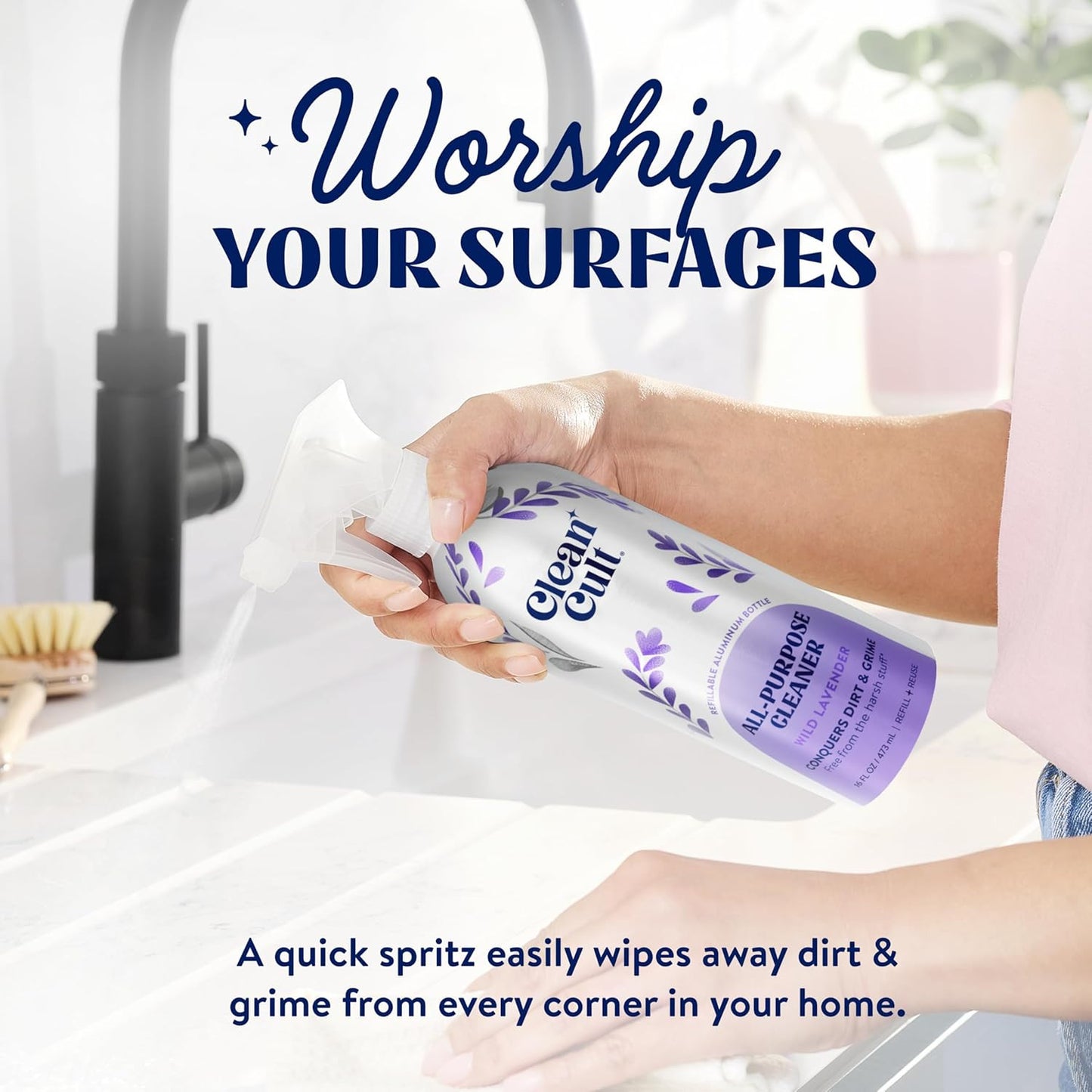 - Wild Lavender - All Purpose Cleaner - Refillable Aluminum Bottle - Cleaner Spr