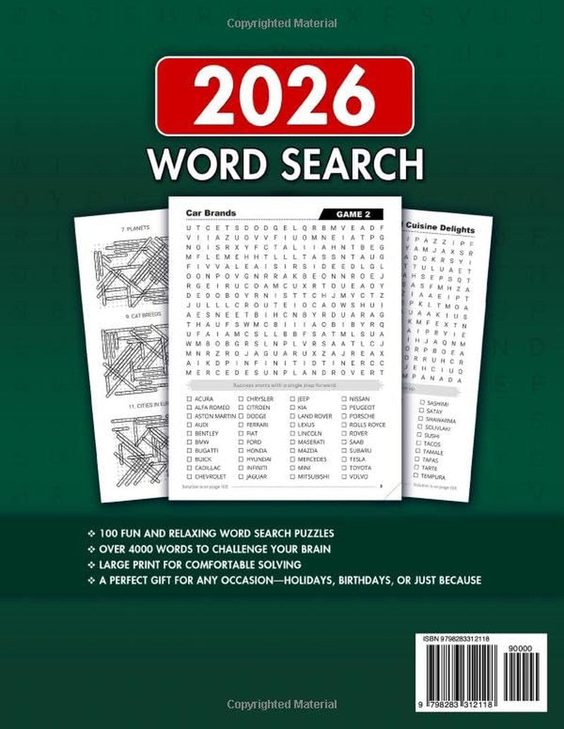 4000 Big Word Search Book for Adults and Seniors with 100 Puzzles: Large Print W