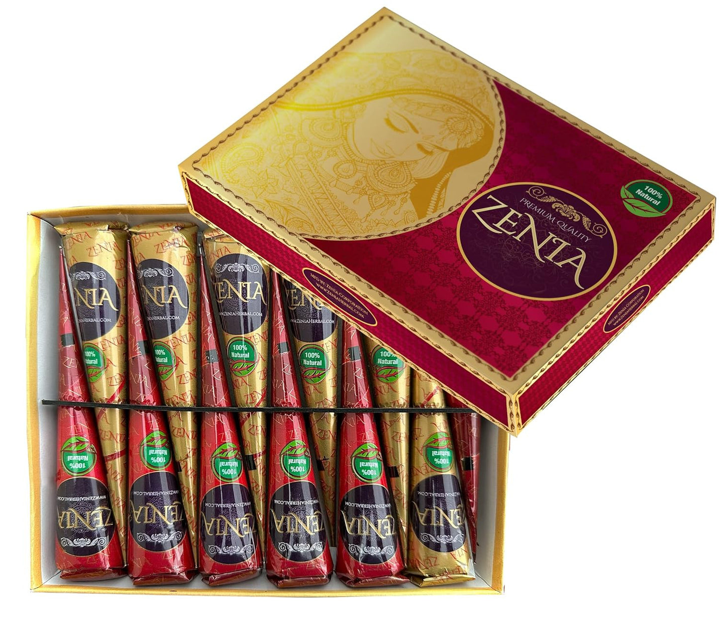 (Pack of 24) 100% Natural Henna Hair Color Paste Hair Dye Cones Dark Reddish-Bro