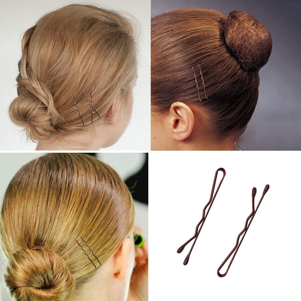 220 Count Mini Wavy 1.38 Inch Bobby Pins Brown, Small Hair Bobby Pins with Stor