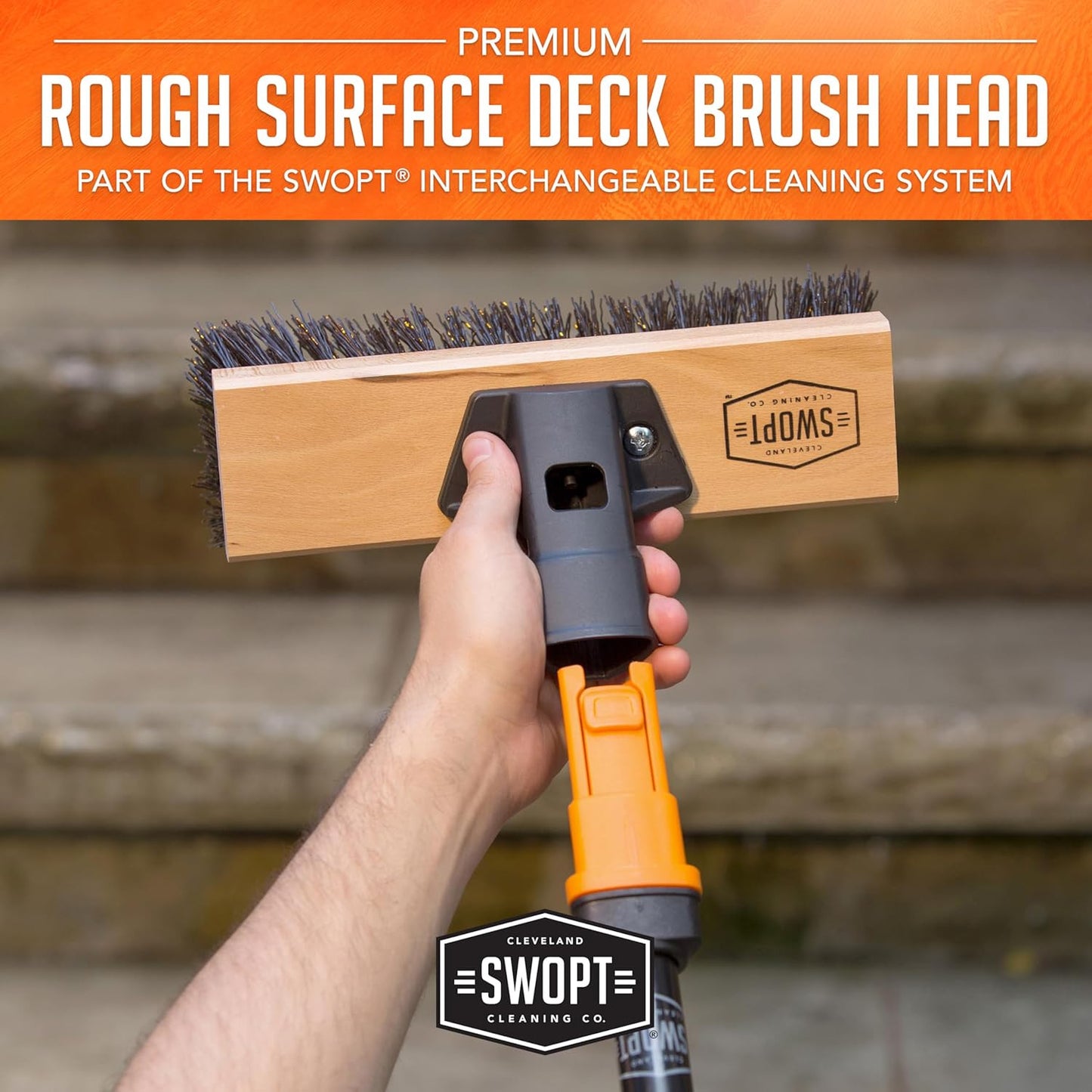 10' Premium Rough Surface Scrub Brush Head - Deck Brush for Rough and Textured S