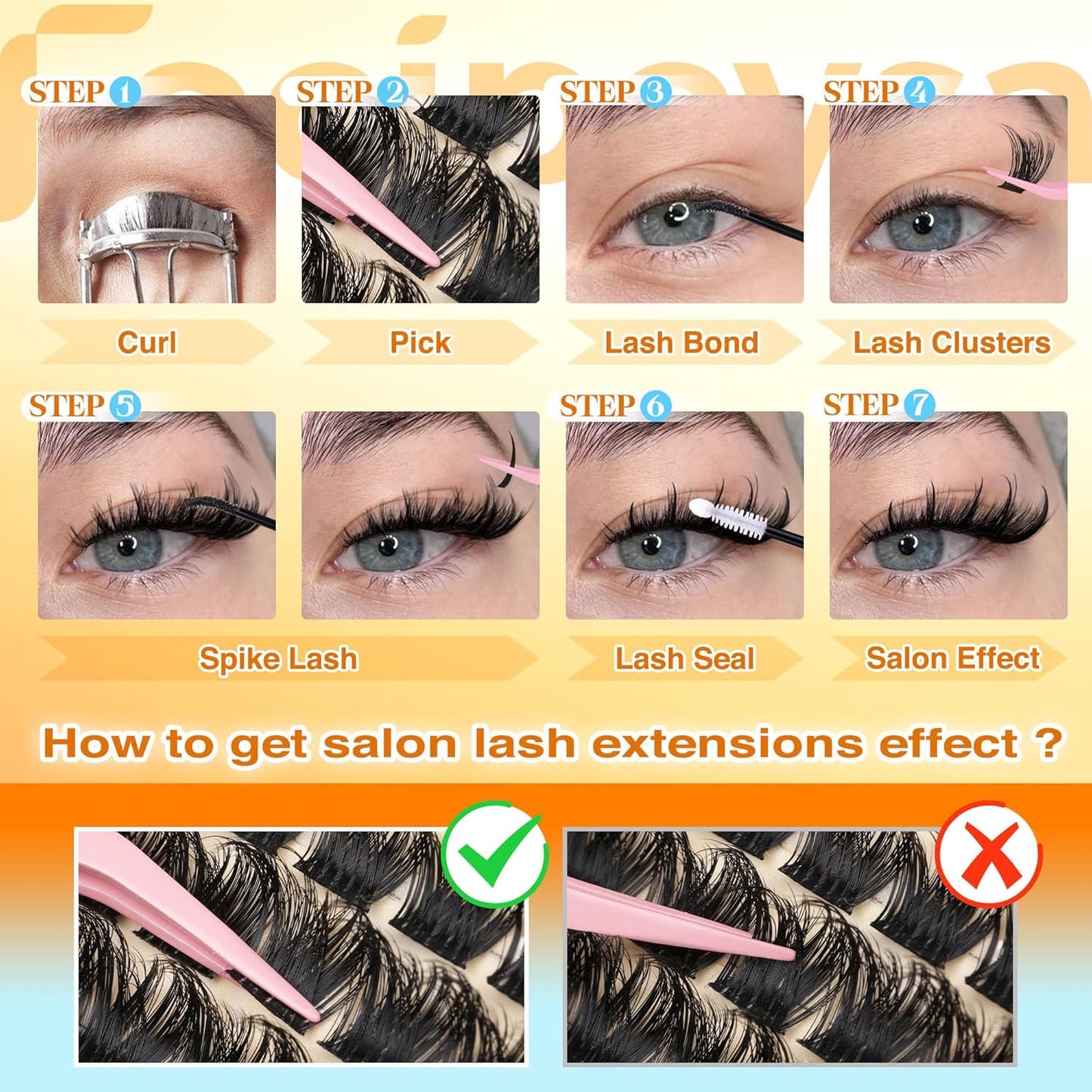 Volume Eyelash Clusters Kit with Spike Lash Cluster Bottom Individual Lash Exten