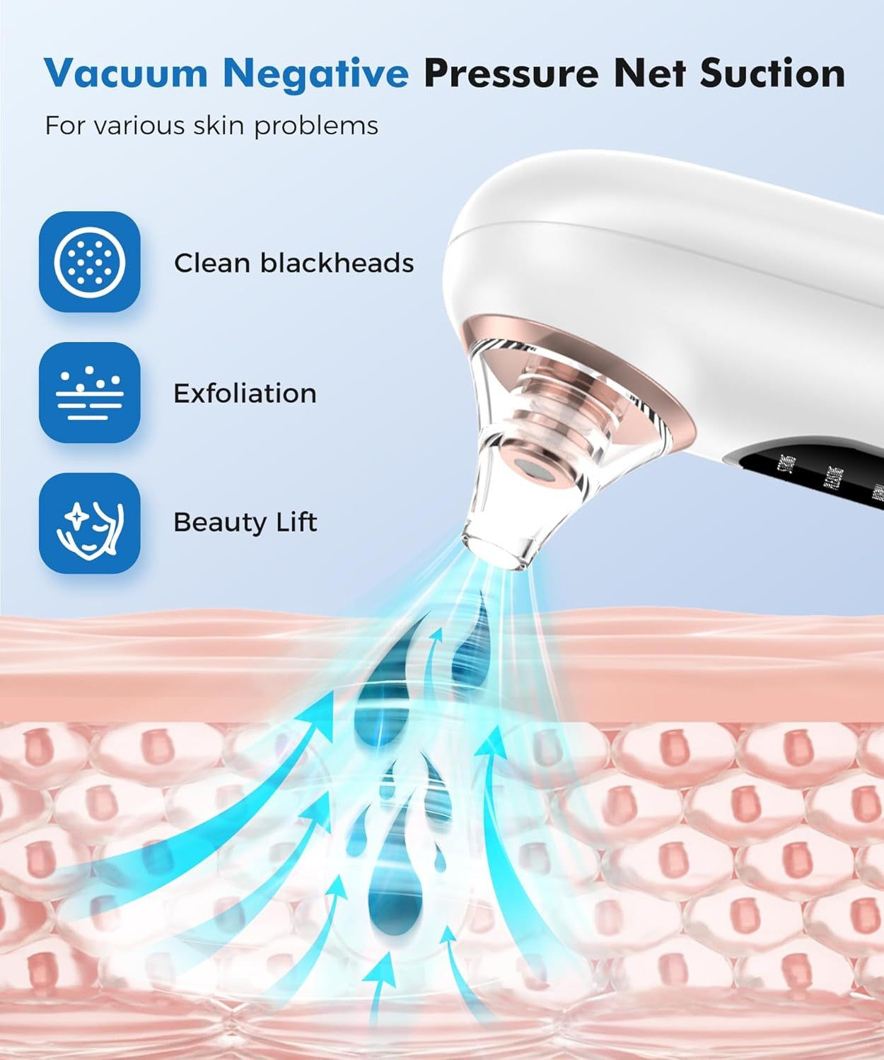 5-Speed Blackhead Remover for Sensitive Skin, Wireless Charging Face Pore Clea