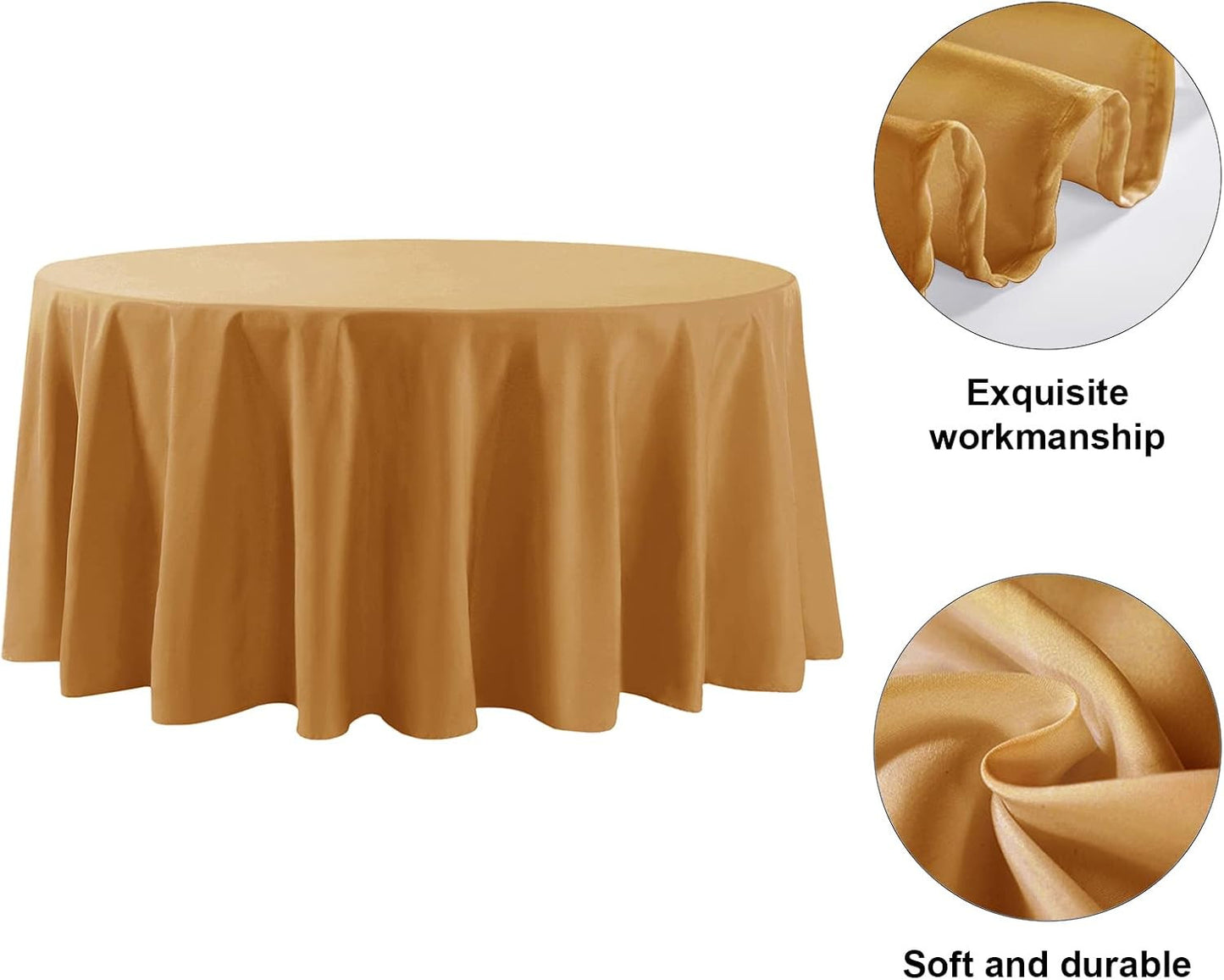 120 Inch round Tablecloth - Stain and Wrinkle Resistant Washable Polyester Table