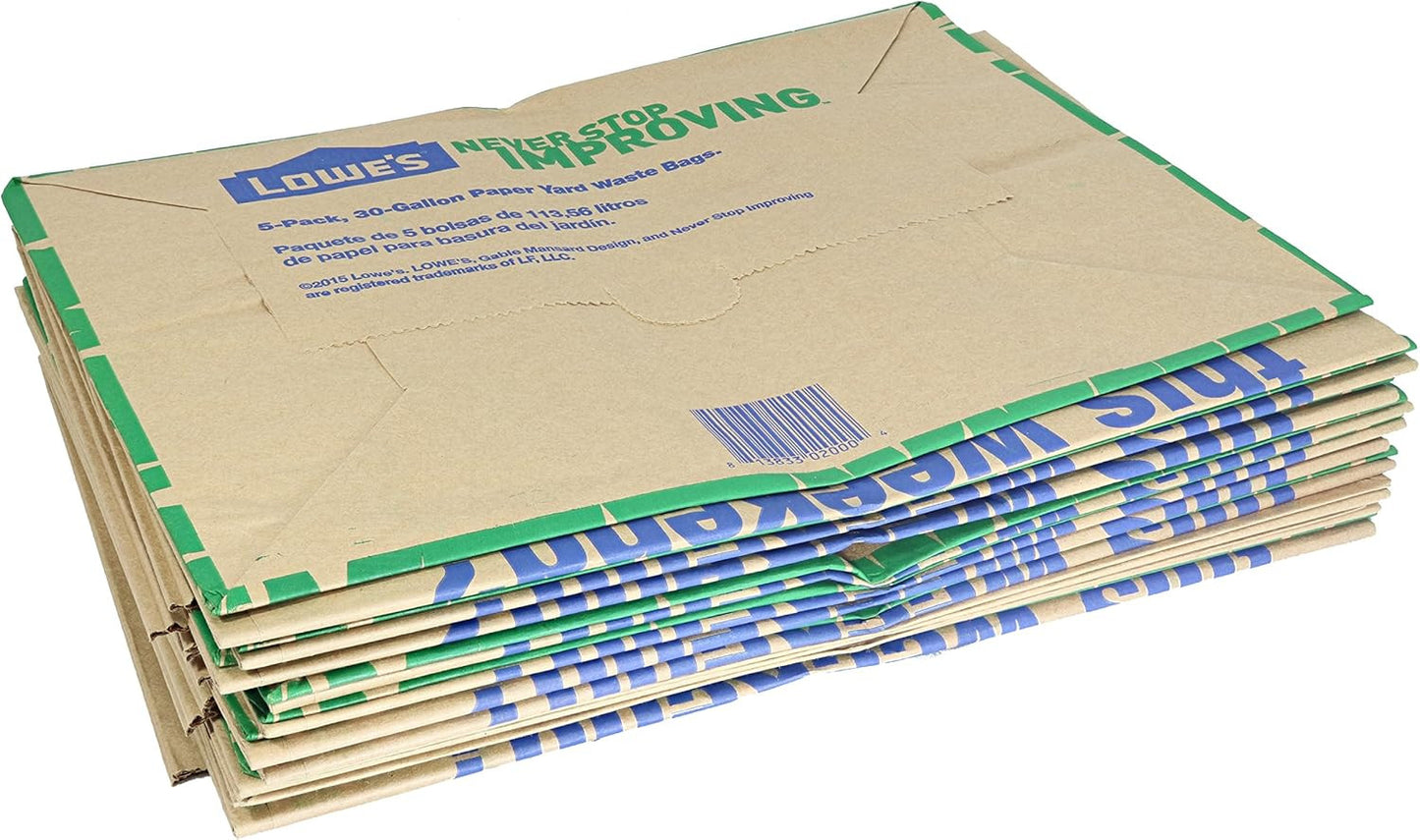 30 Gallon Heavy Duty Brown Paper Lawn and Refuse Bags for Home and Garden (10 Co