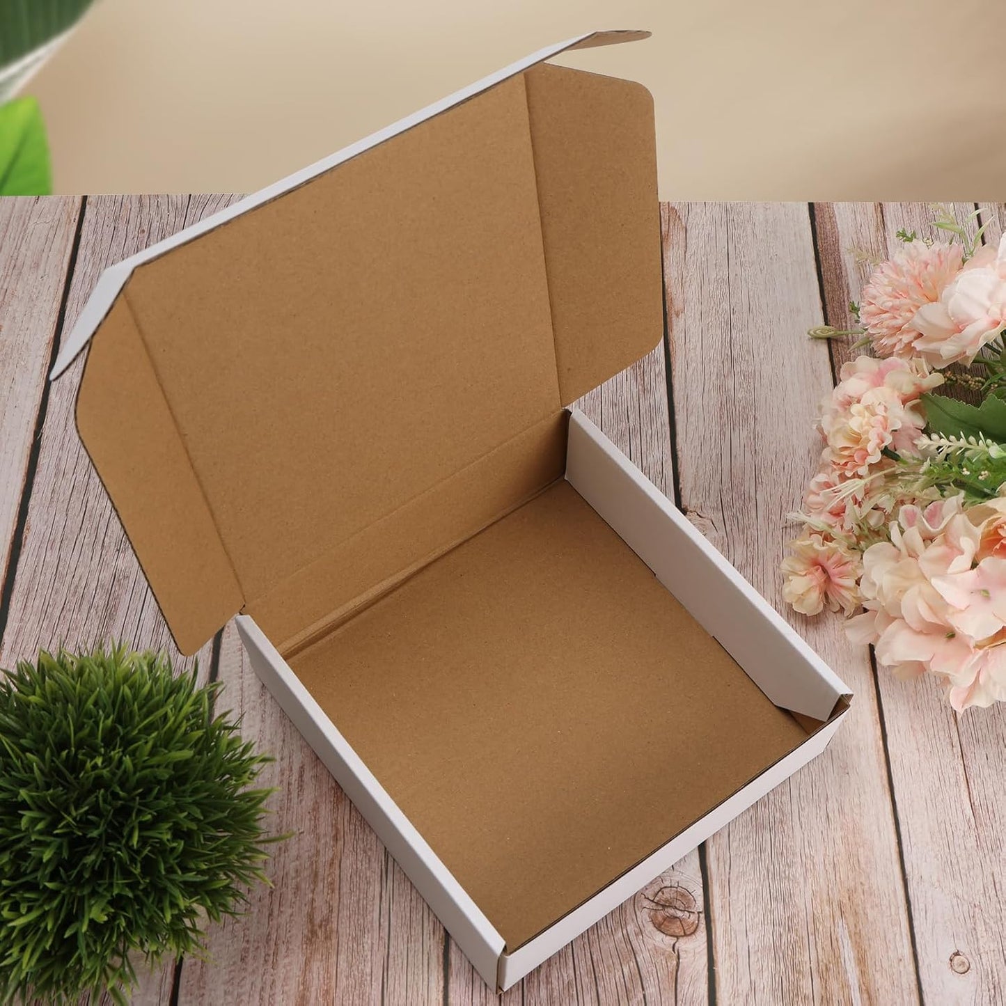 30 Pack 7X7X2 Shipping Boxes, White Corrugated Cardboard Mailer Box for Packing