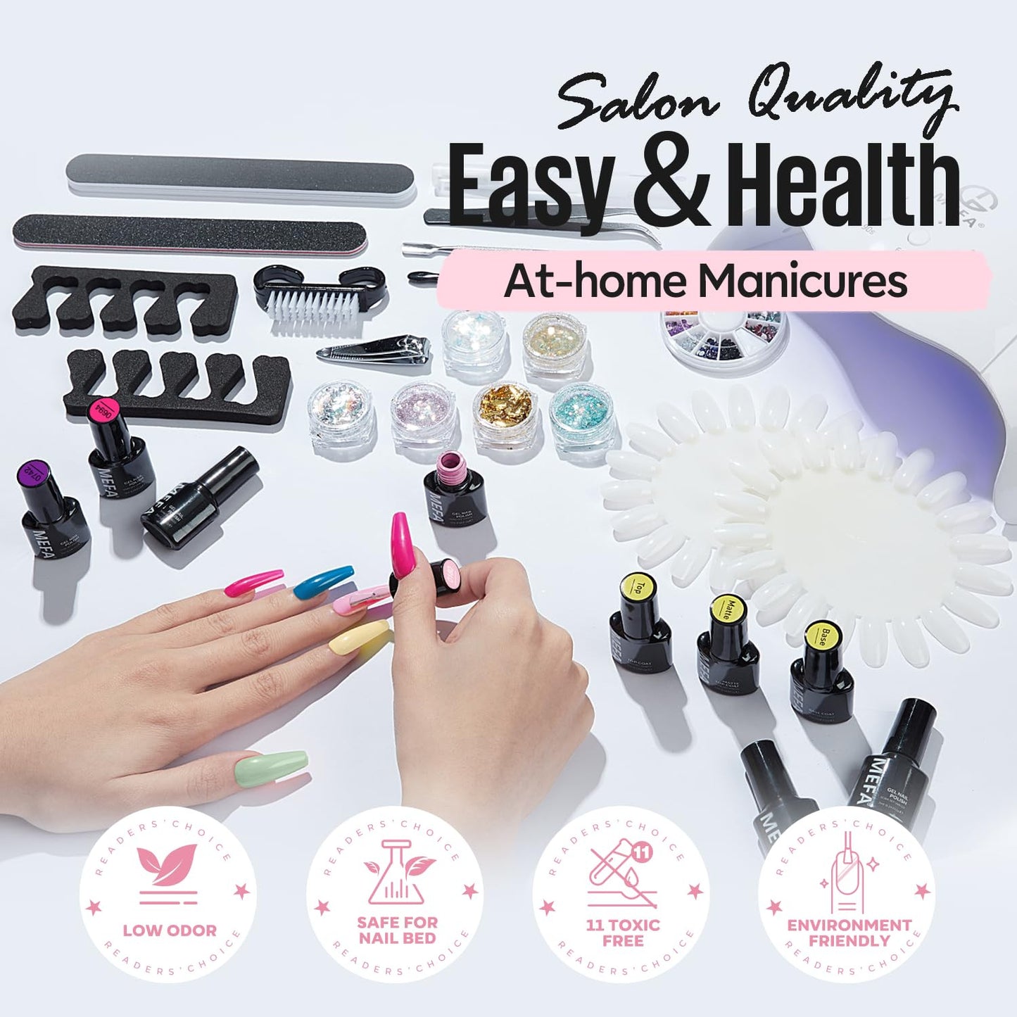 56 Pcs Gel Nail Polish Kit with U V Light, 32 Colors Hot Pink Colorful Gel Nail