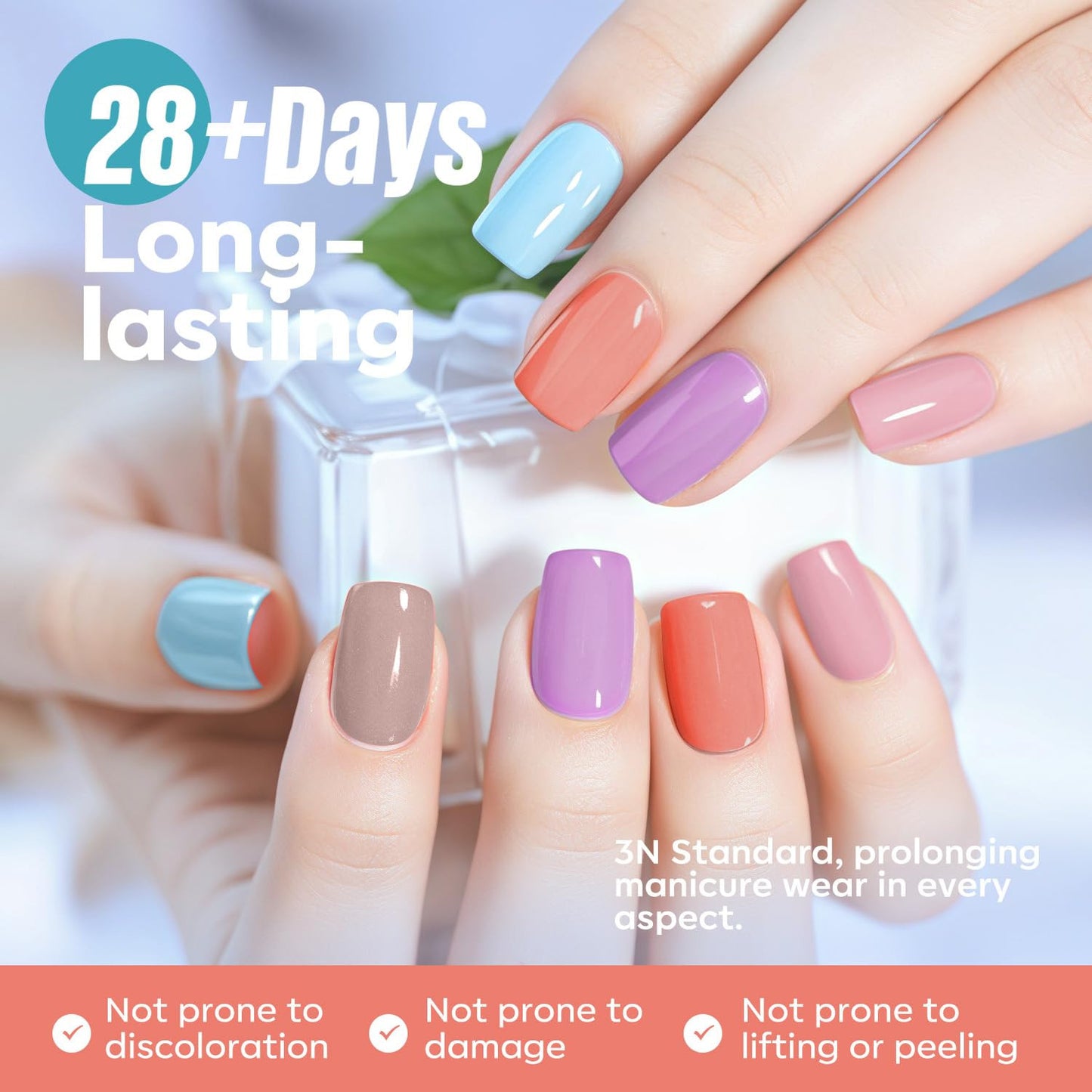 19 Pcs Gel Nail Polish Kit with U V Light, 12 Colors All Seasons Soak off Gel Po