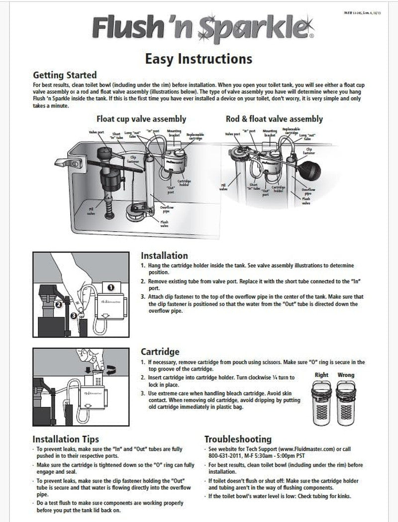 8302P8 Flush 'N Sparkle Automatic Toilet Bowl Cleaning System Bleach Replacement