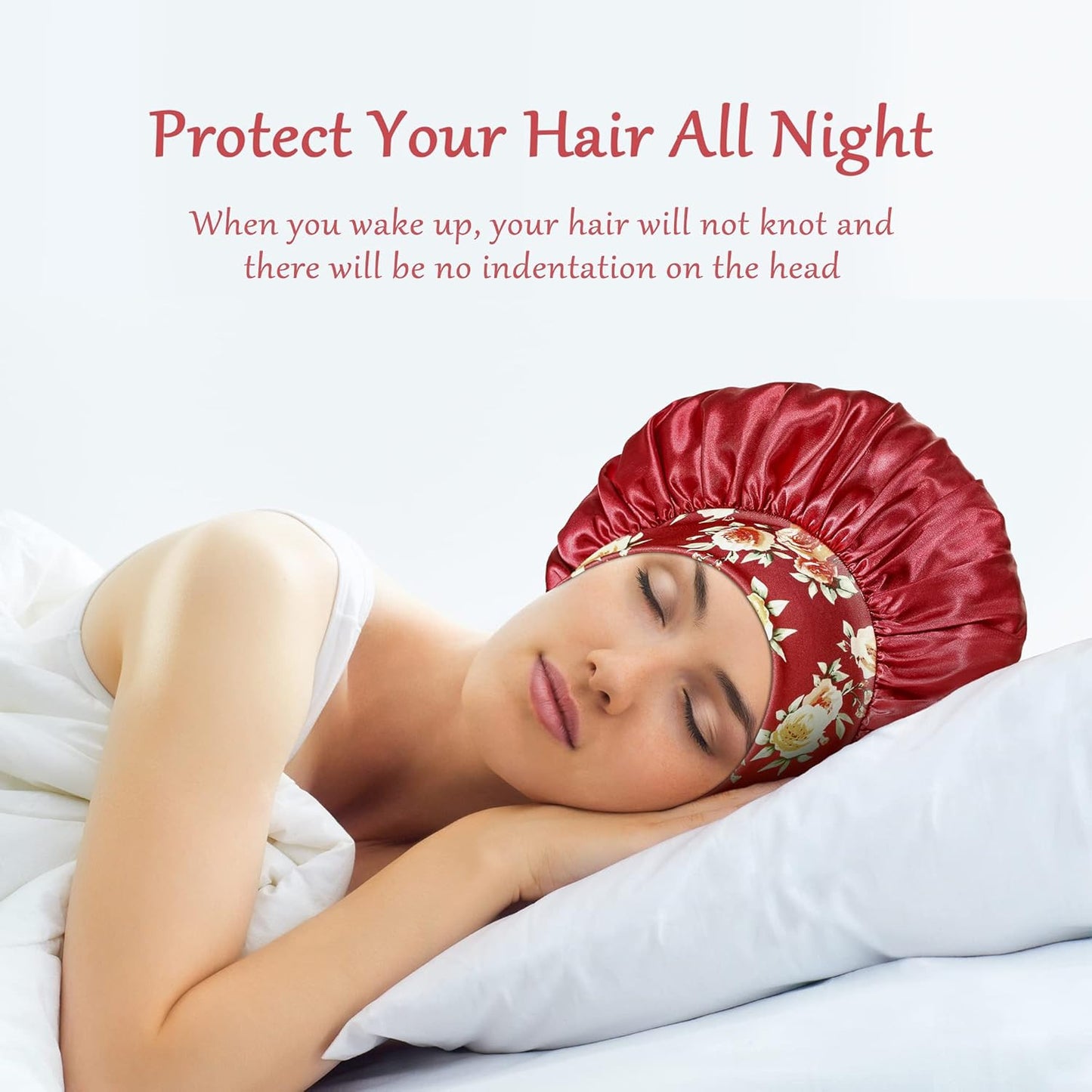 3 Pack Satin Bonnet Silk Hair Bonnet for Sleeping, Sleep Bonnets for Women Large