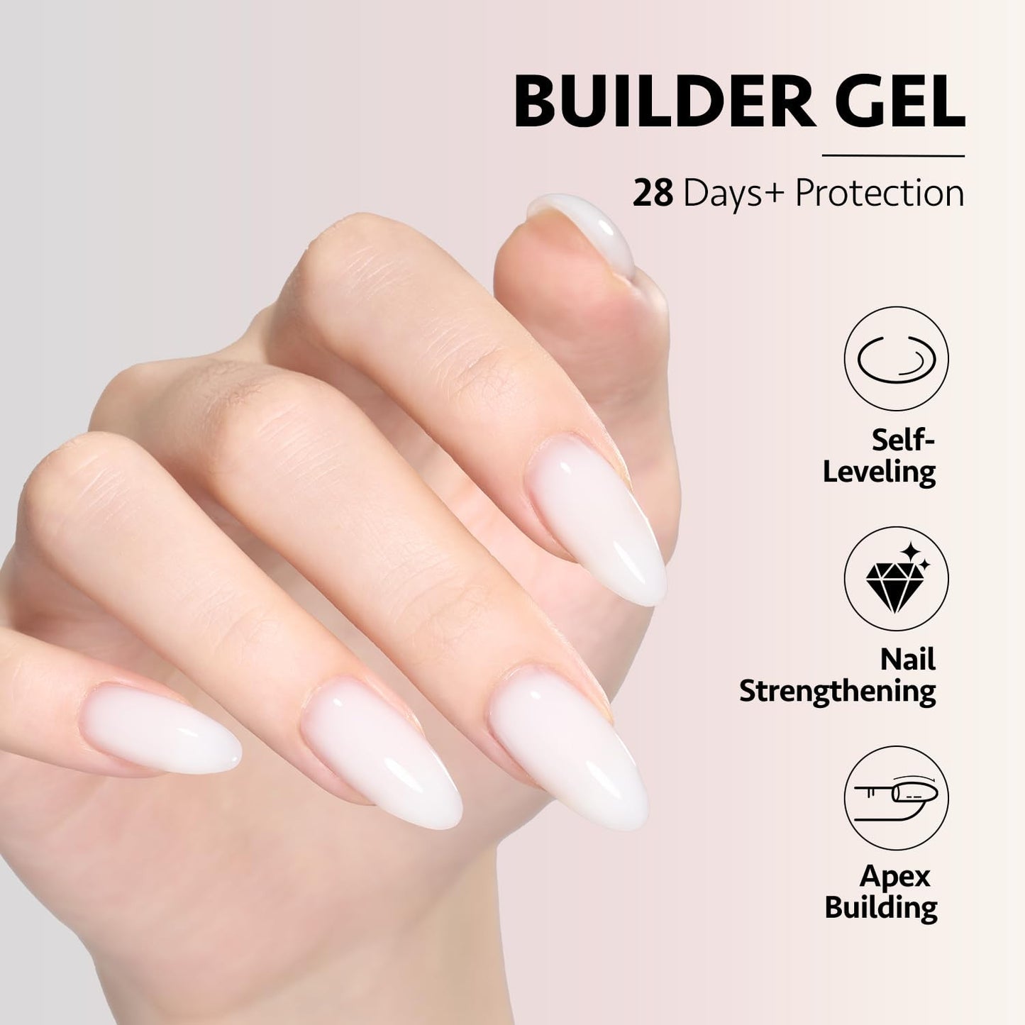 6 Colors Builder Gel Set for Nails, Milky White Pink Nude Jelly Nail Strengthene