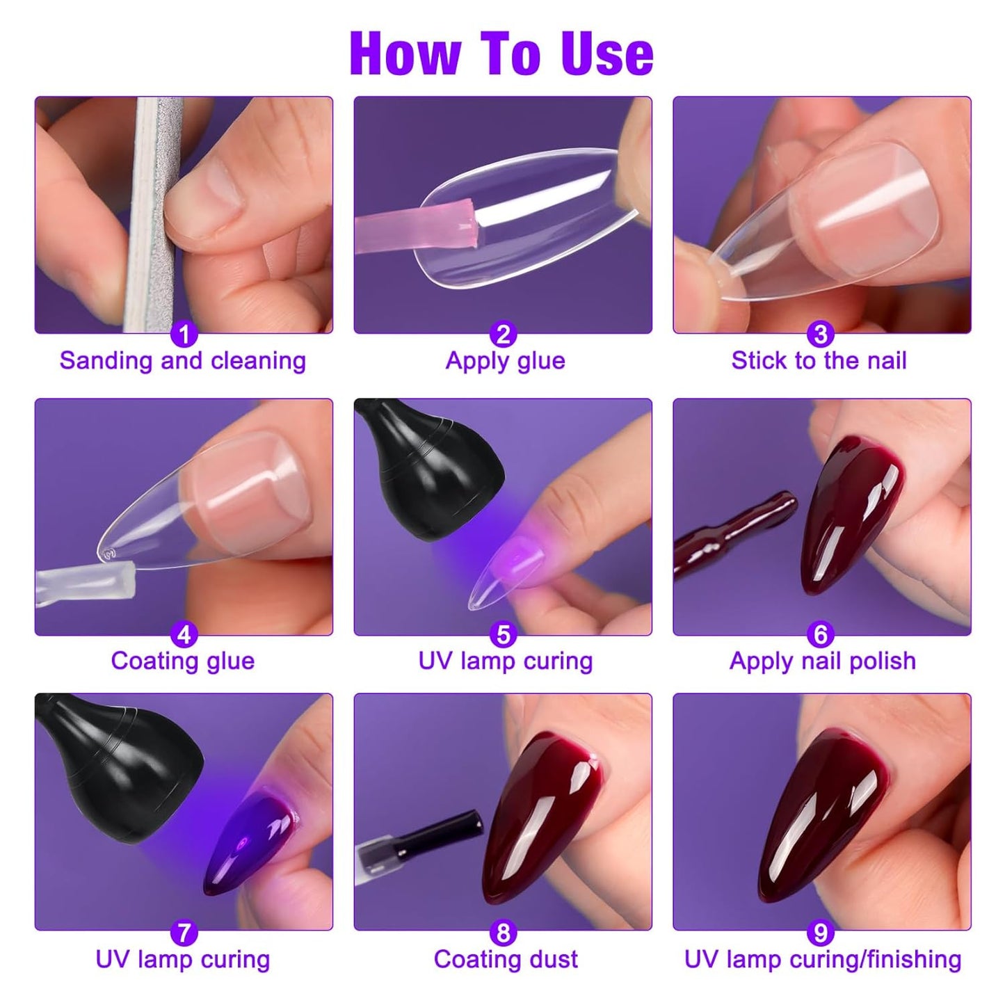 UV LED Nail Lamp with UV Protection Gloves, 3W LED Nail Manicure Dryer Curing Li