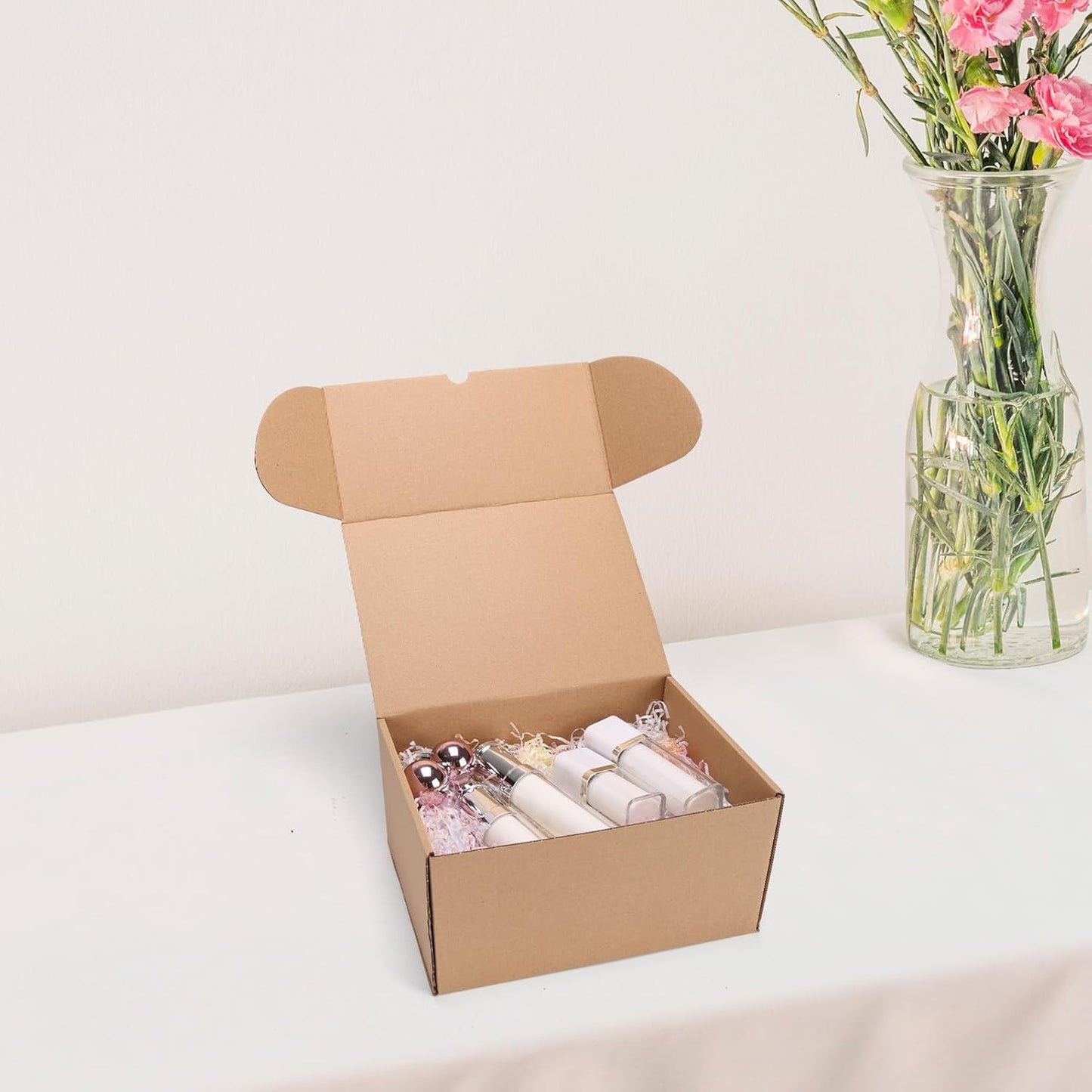 10X7X5 Shipping Boxes Set of 6, Medium Cardboard Boxes with Arch Opening, Brown