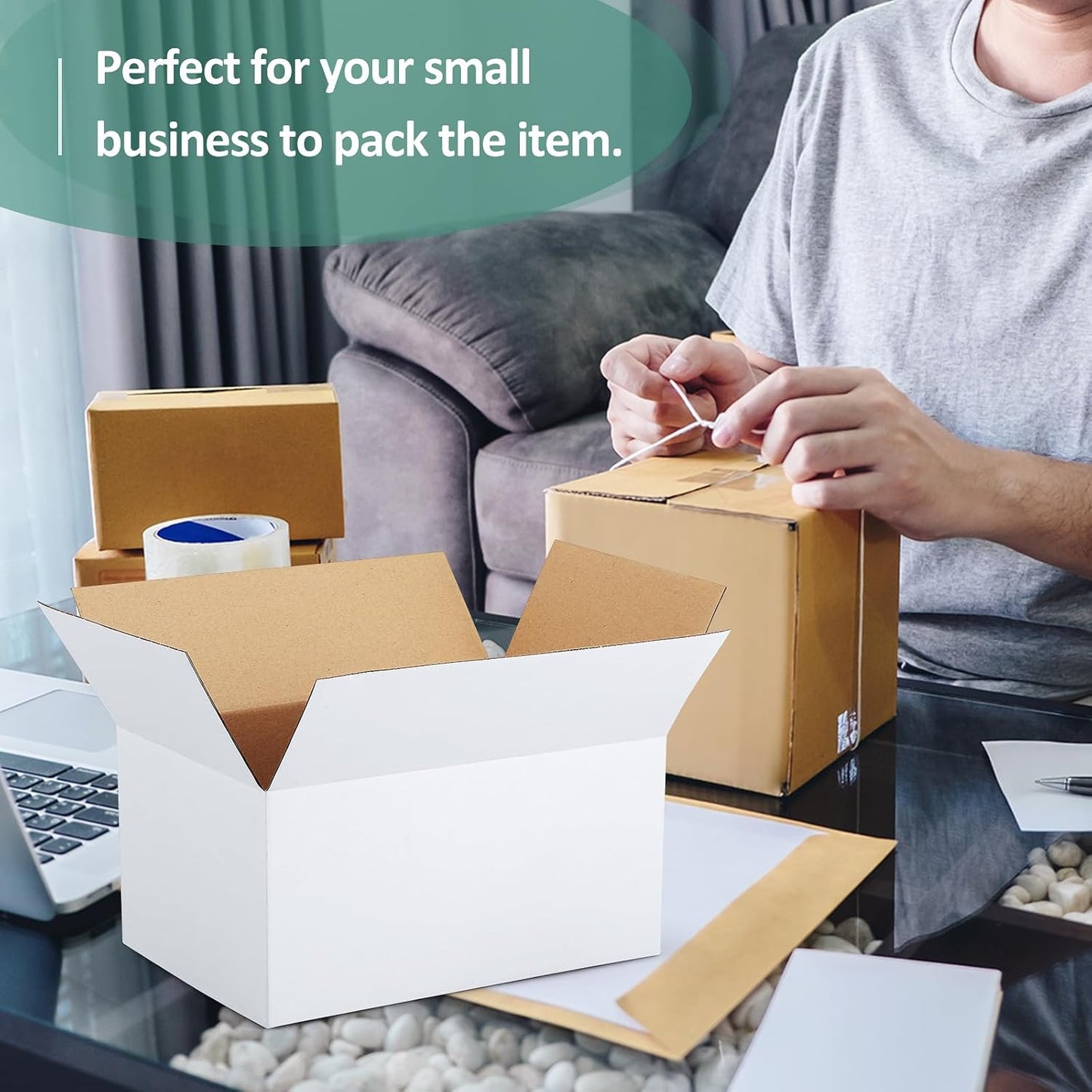 10X7X5-Small-Shipping-Boxes-30-Pack-White-Corrugated-Box-Mailers, Cardboard Boxe