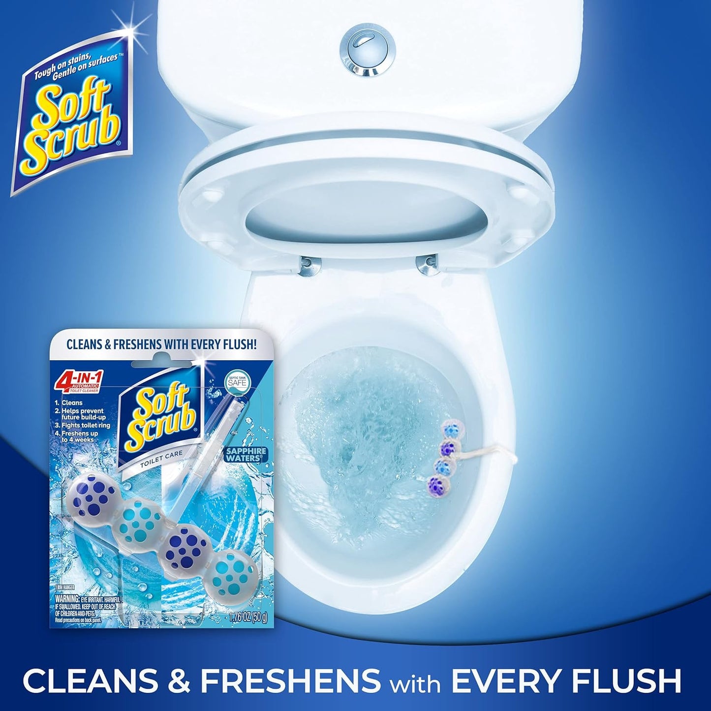 4-In-1 Toilet Care, Sapphire Waters, 50 Gram