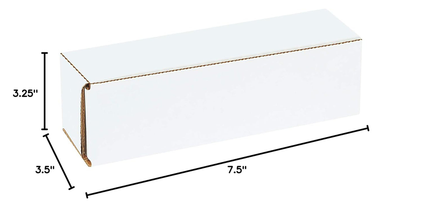 White Corrugated Cardboard Mailing Boxes, 7 1/2 X 3 1/2 X 3 1/4 Inches, Pack of