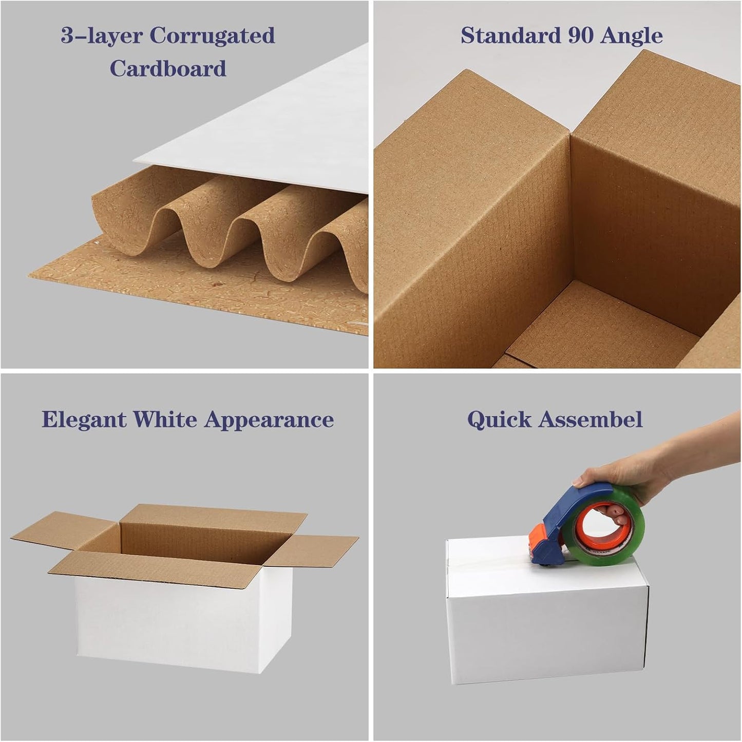 7X5X4 Shipping Boxes for Small Business,40 Pack White Corrugated Cardboard Box f