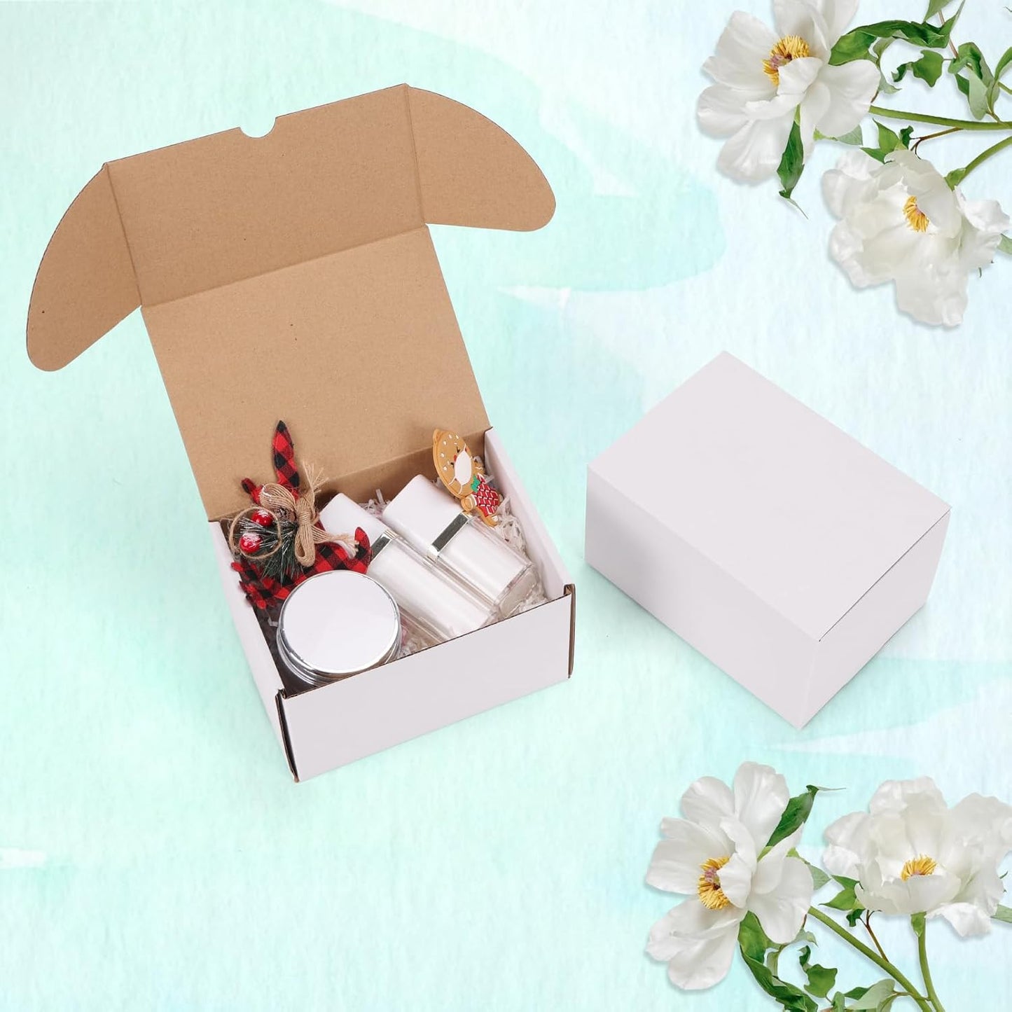 7X5X4 Small Shipping Boxes Set of 40, White Corrugated Cardboard Box Shipping Bo