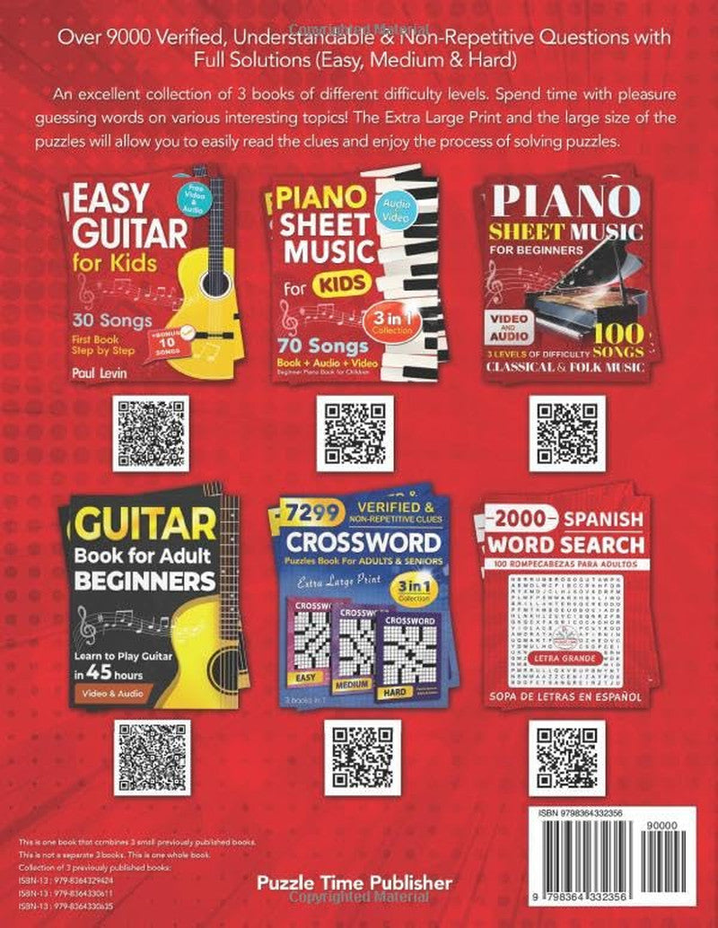 3 in 1 Collection Crossword Puzzles Book for Adults (Eye-Friendly Extra Large Pr