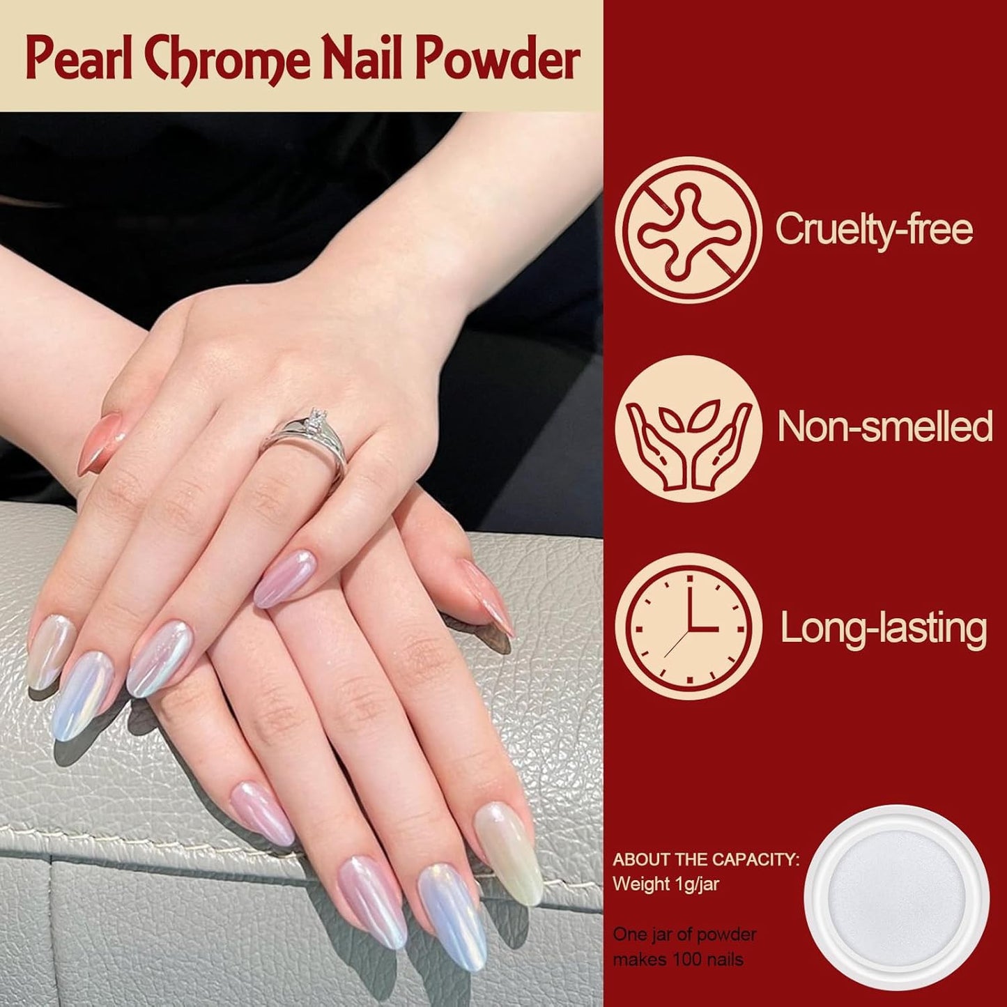 16Jars Chrome Nail Powder Magic White Pearl Kit Mirror Effect Silver Metallic Ho