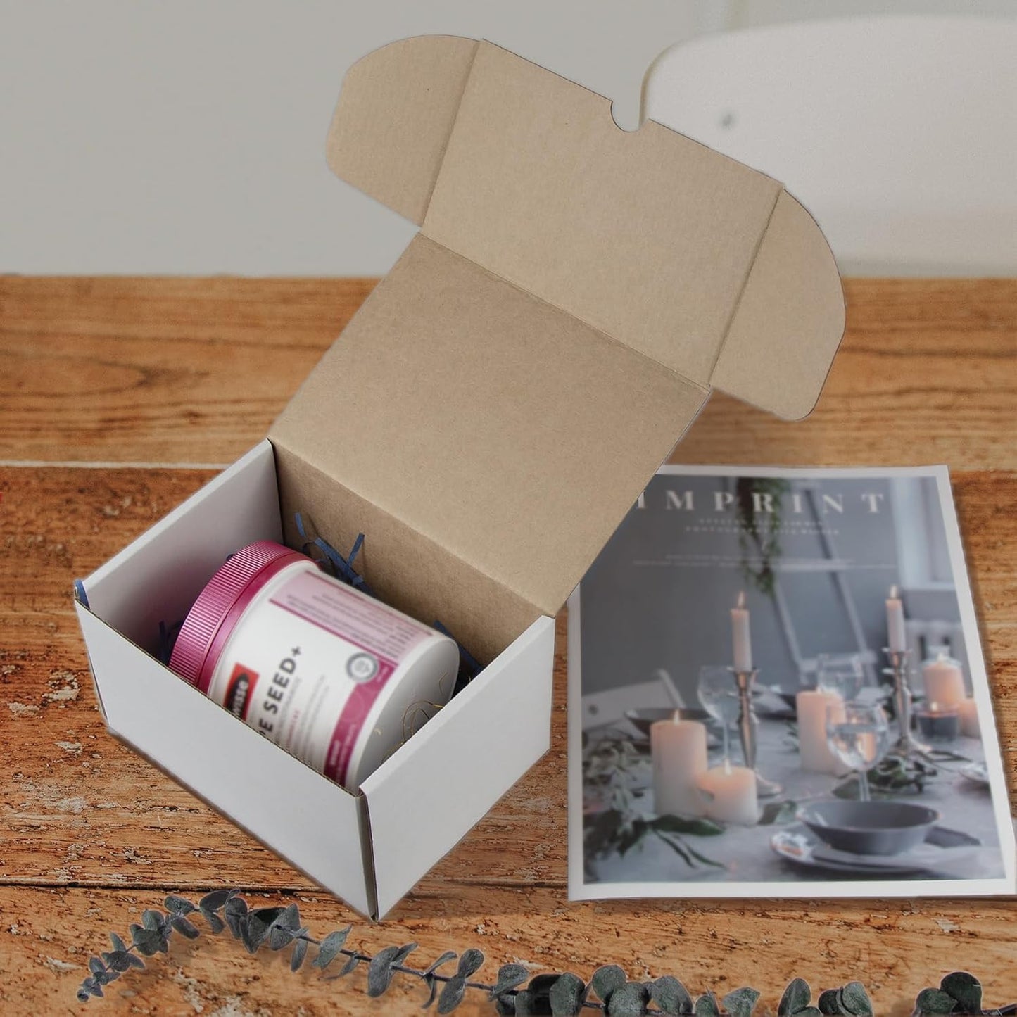7X5X4 Inches Shipping Boxes Set of 25, White Corrugated Cardboard Box Literature