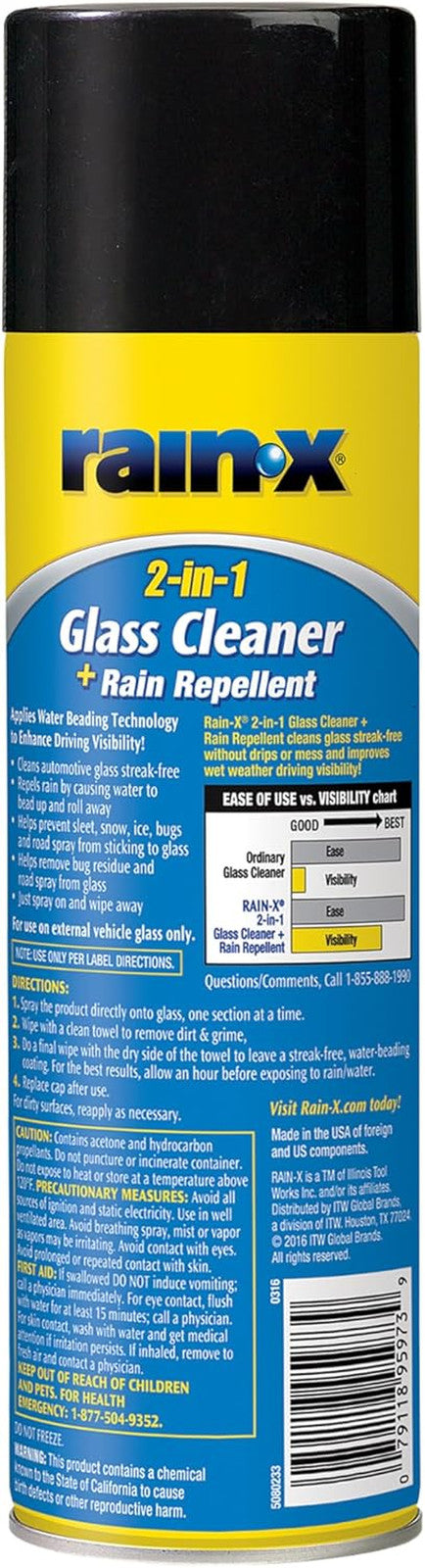 5080233 2-In-1 Glass Cleaner plus Rain Repellent, 18 Ounce , BLUE