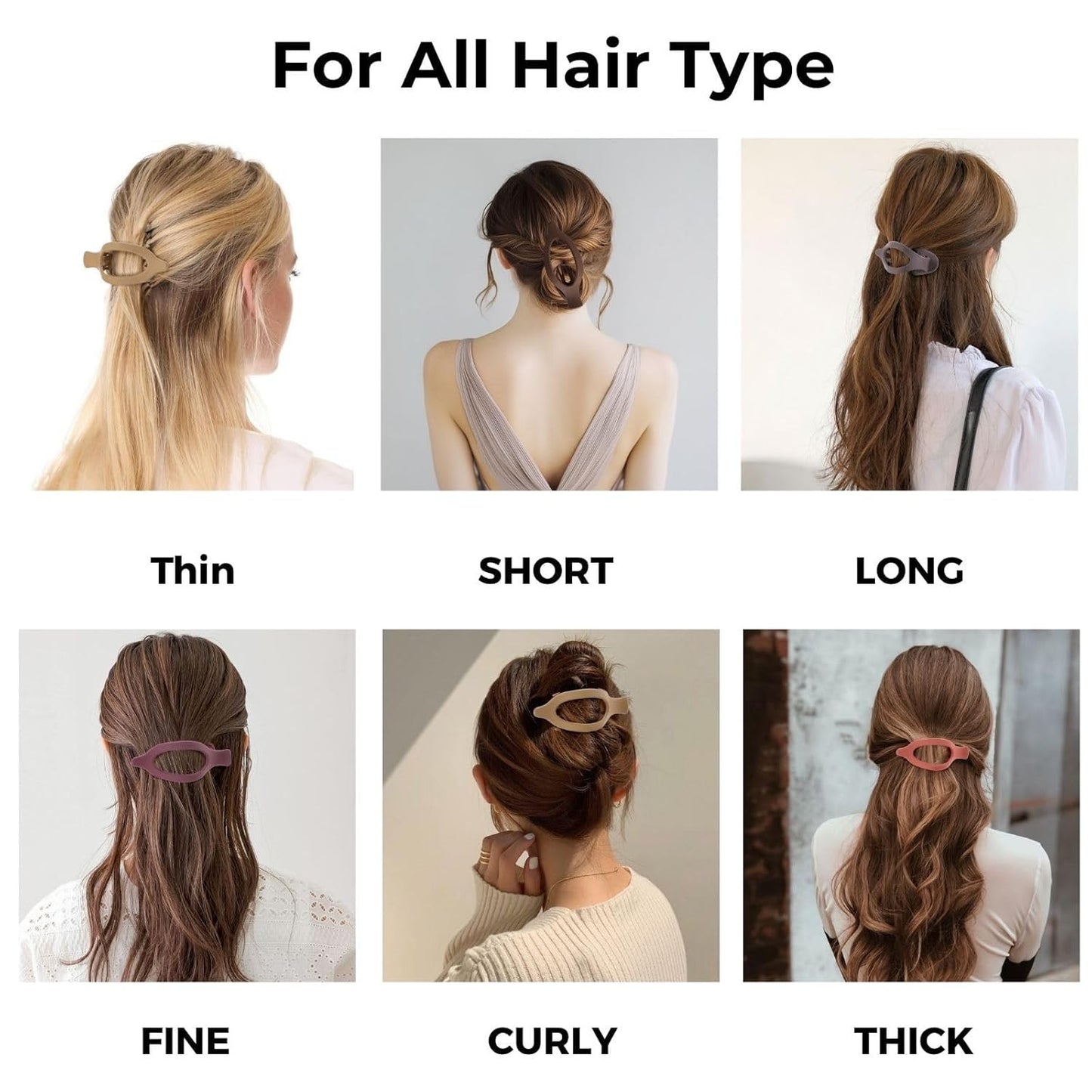 8 Pack Flat Hair Clips for Women,Matte No Crease Flat Claw Clips, Large Strong H