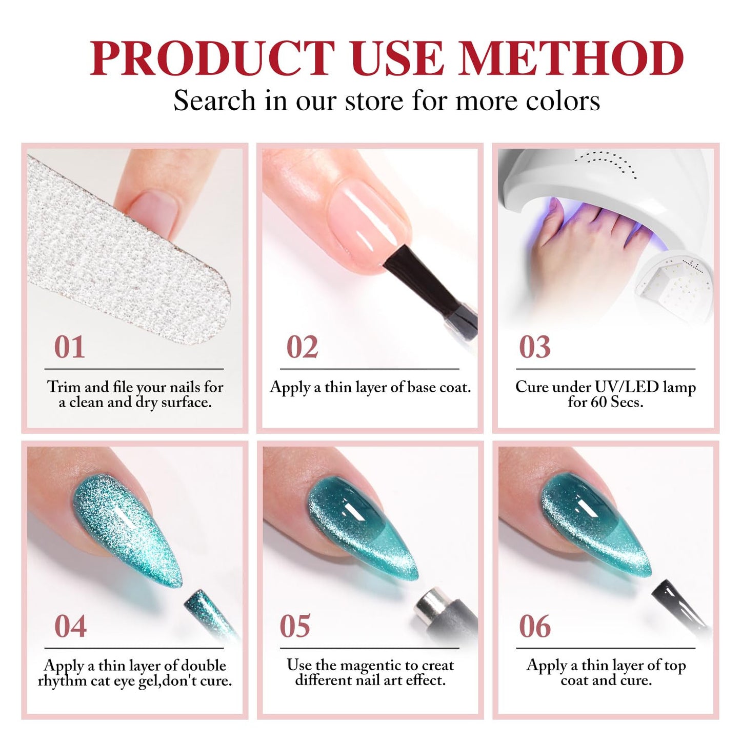 0.5 OZ Cat Eye Gel Polish with Magnet 15ML Holographic Glitter Shimmer Transluce