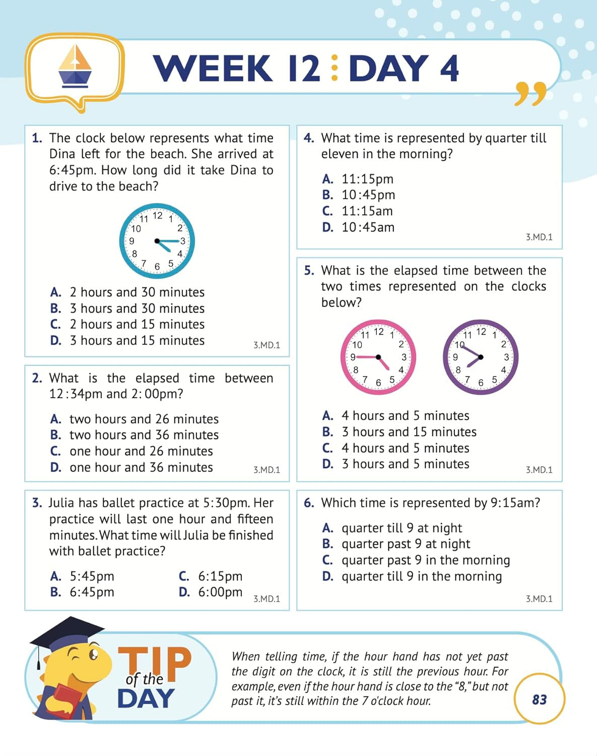 3Rd Grade Common Core Math: Daily Practice Workbook - Part I: Multiple Choice |