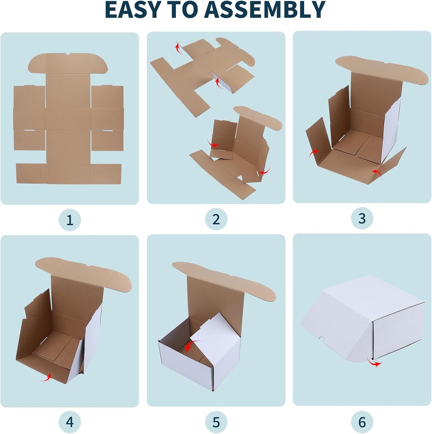 50 Pack 7X5X4 Shipping Boxes for Small Business Packing, White Corrugated Cardbo