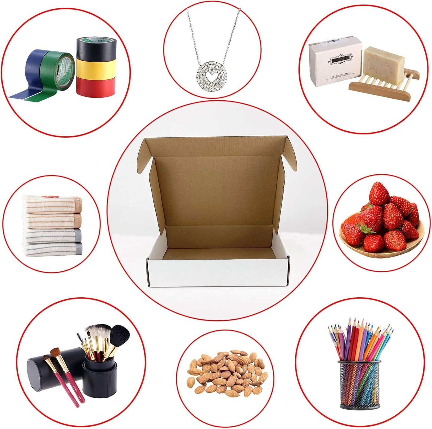 7X5X2 Inches Shipping Boxes Set of 25, White Small Corrugated Cardboard Box, Mai