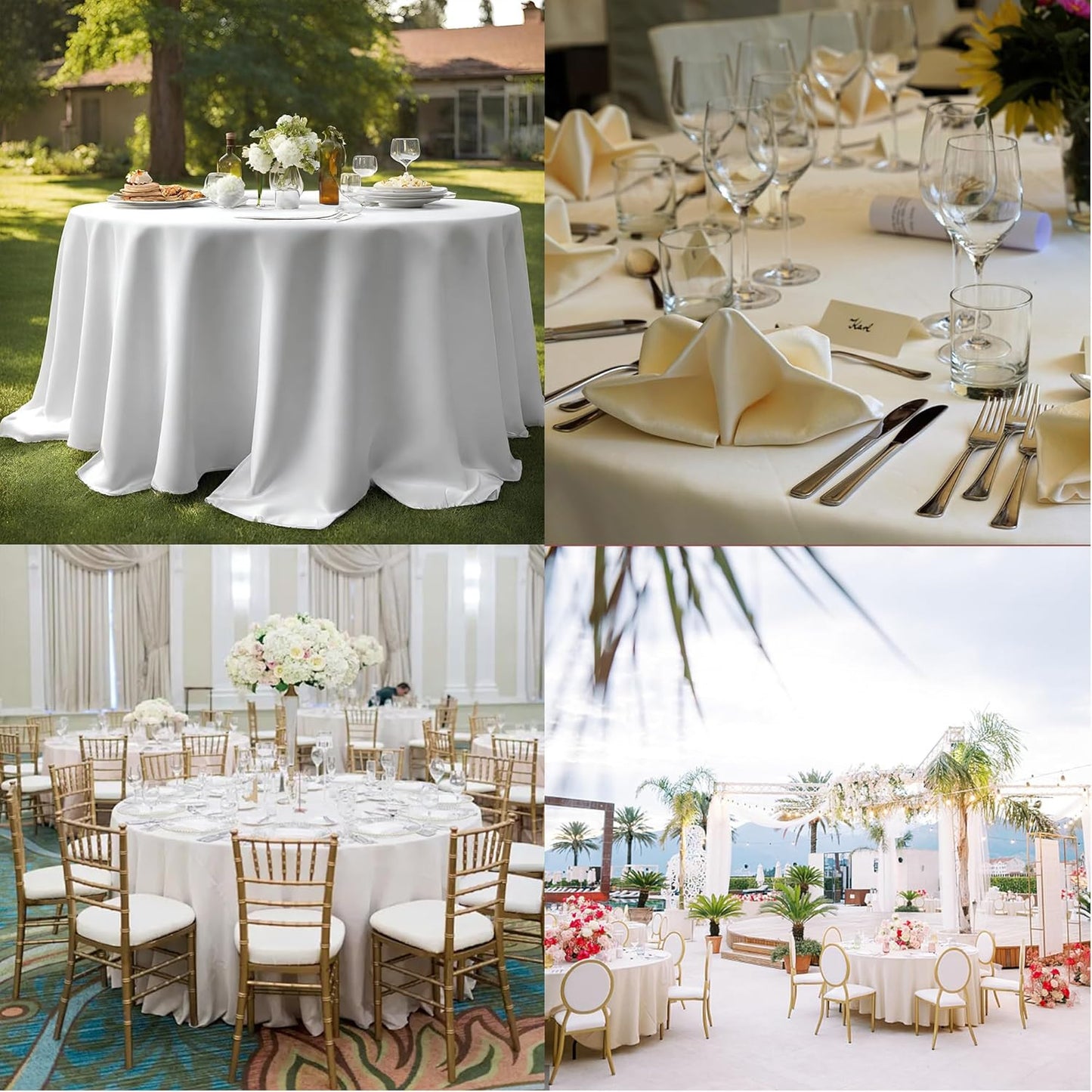 10 Pack White round Tablecloths, 120 Inch Stain Resistant and Wrinkle round Tabl