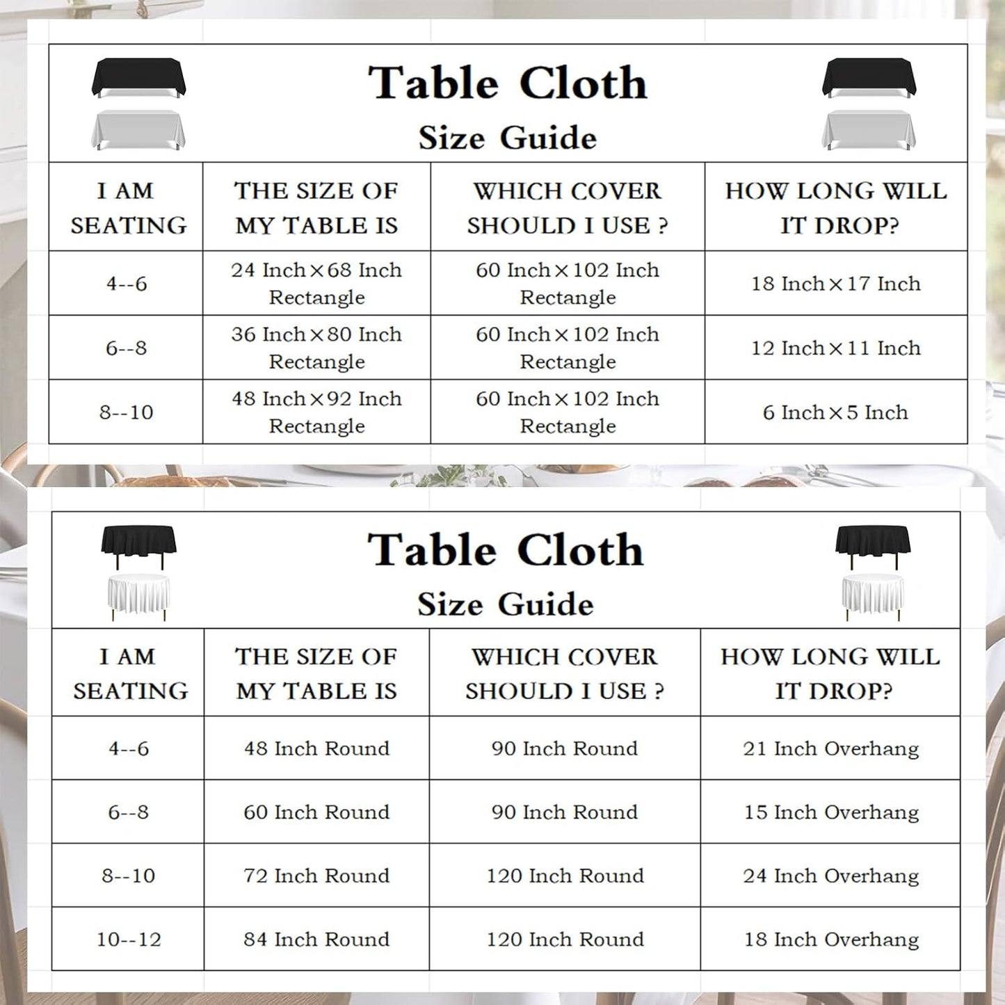 8 Pack White round Table Cloth 120 Inch Tablecloths Linens for round Tablecloth