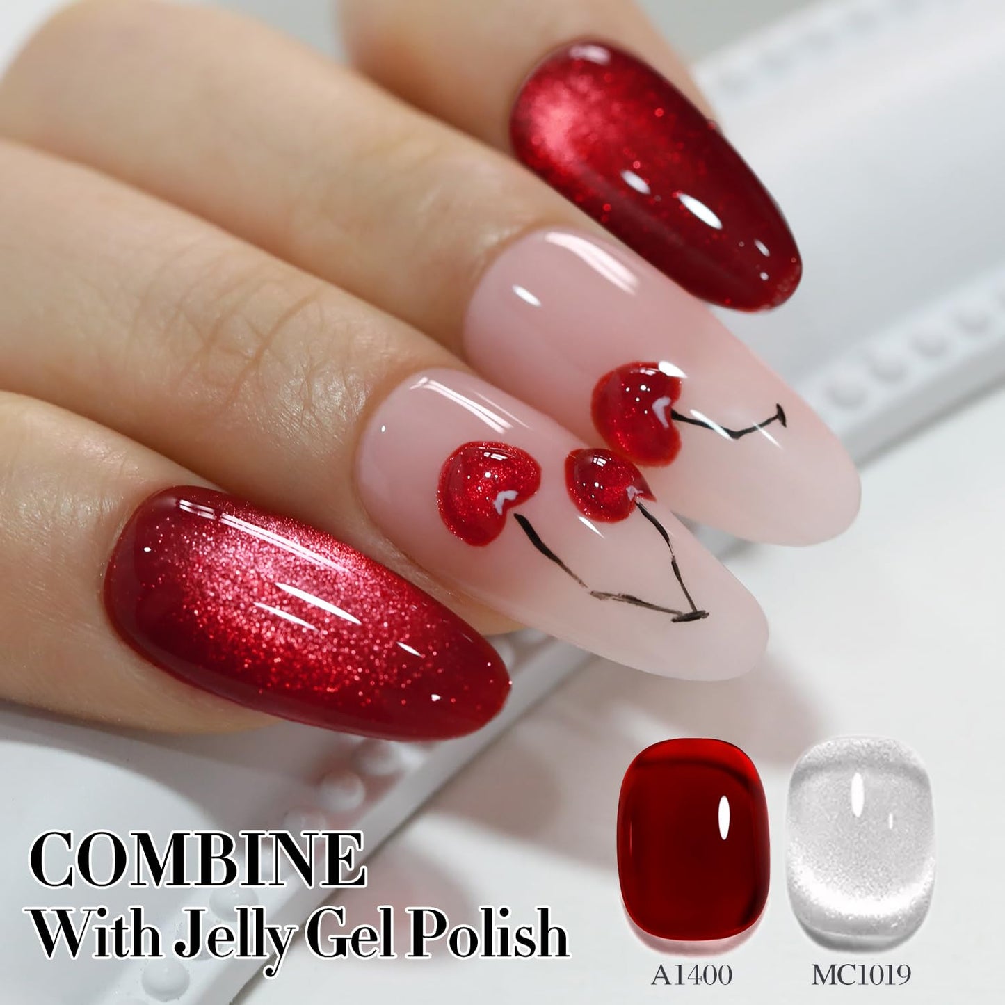 0.5 OZ Cat Eye Gel Polish with Magnet 15ML Holographic Glitter Shimmer Transluce